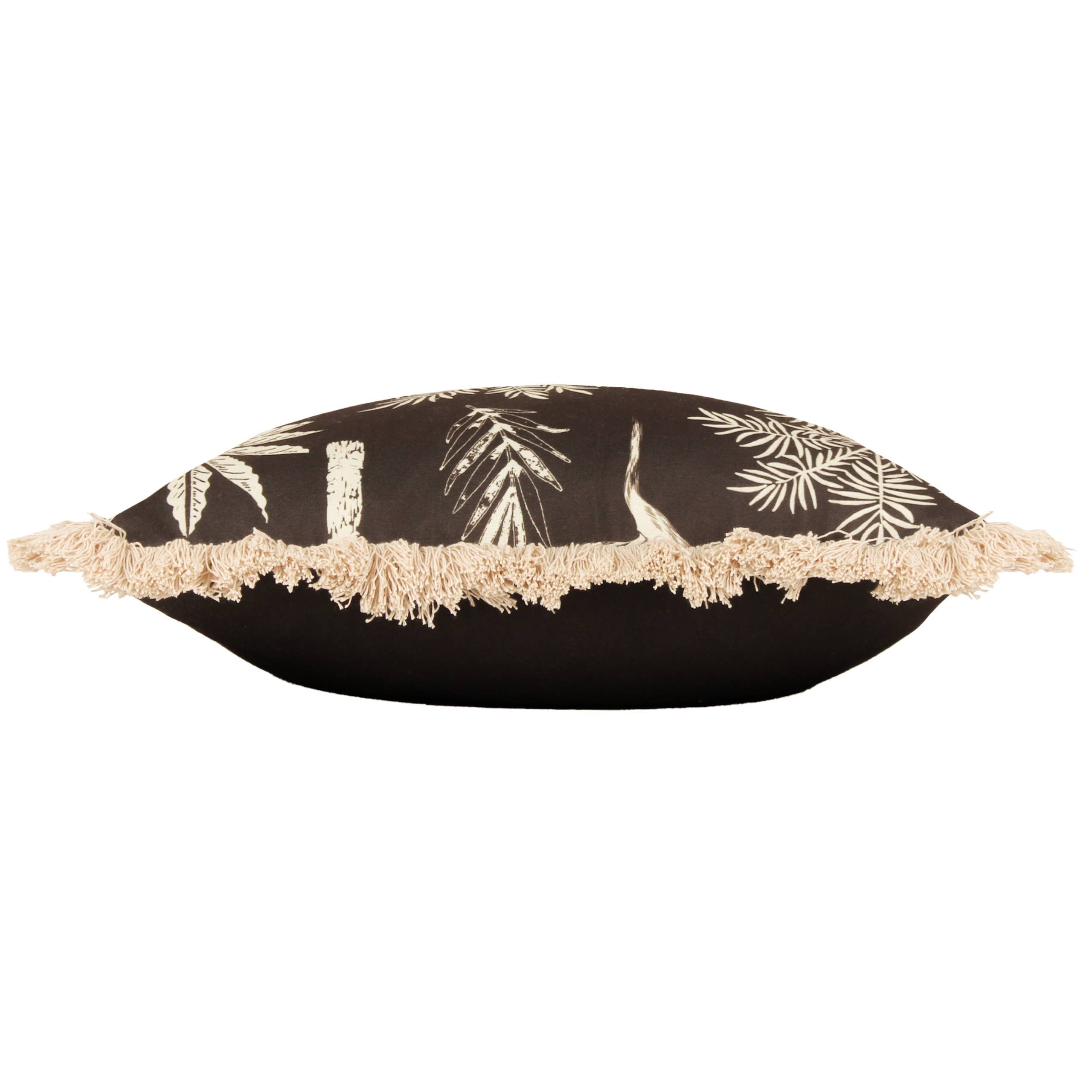 Coussin Colonial Palm à franges coloris espresso: Espresso / Garni en polyester / 45 x 45 cm