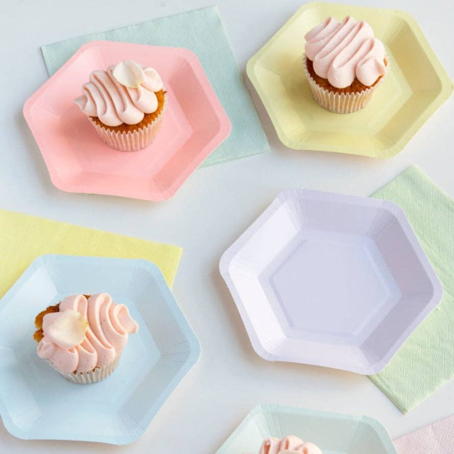 Petites assiettes à pastel hexagonales | Paquet de 12 |