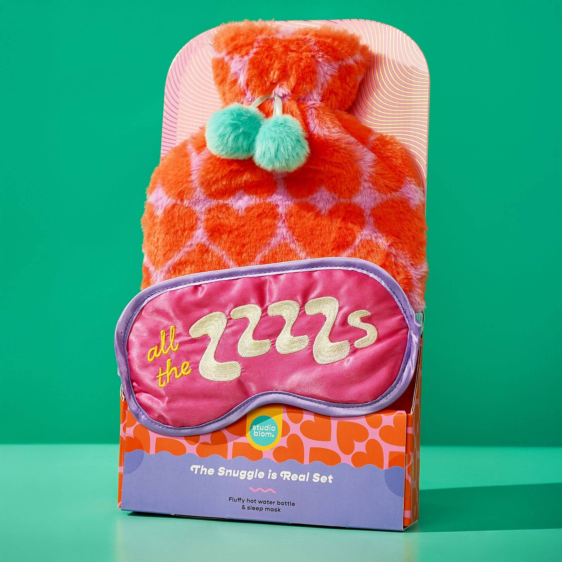 Studio Blom - Le câlin est réel - Bouillotte en fourrure 1,5L et masque pour les yeux en soie - Coffret cadeau