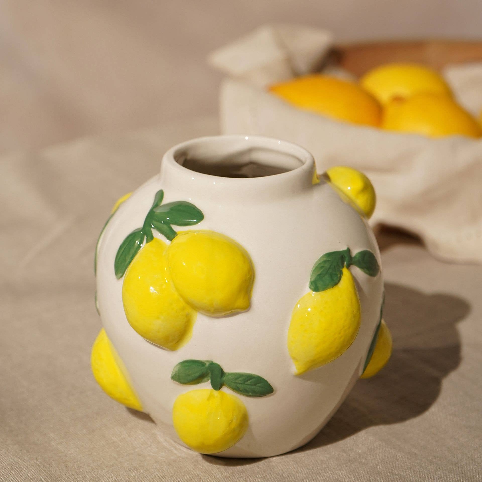 Vase Blanc Hestia 12cm Avec Citrons
