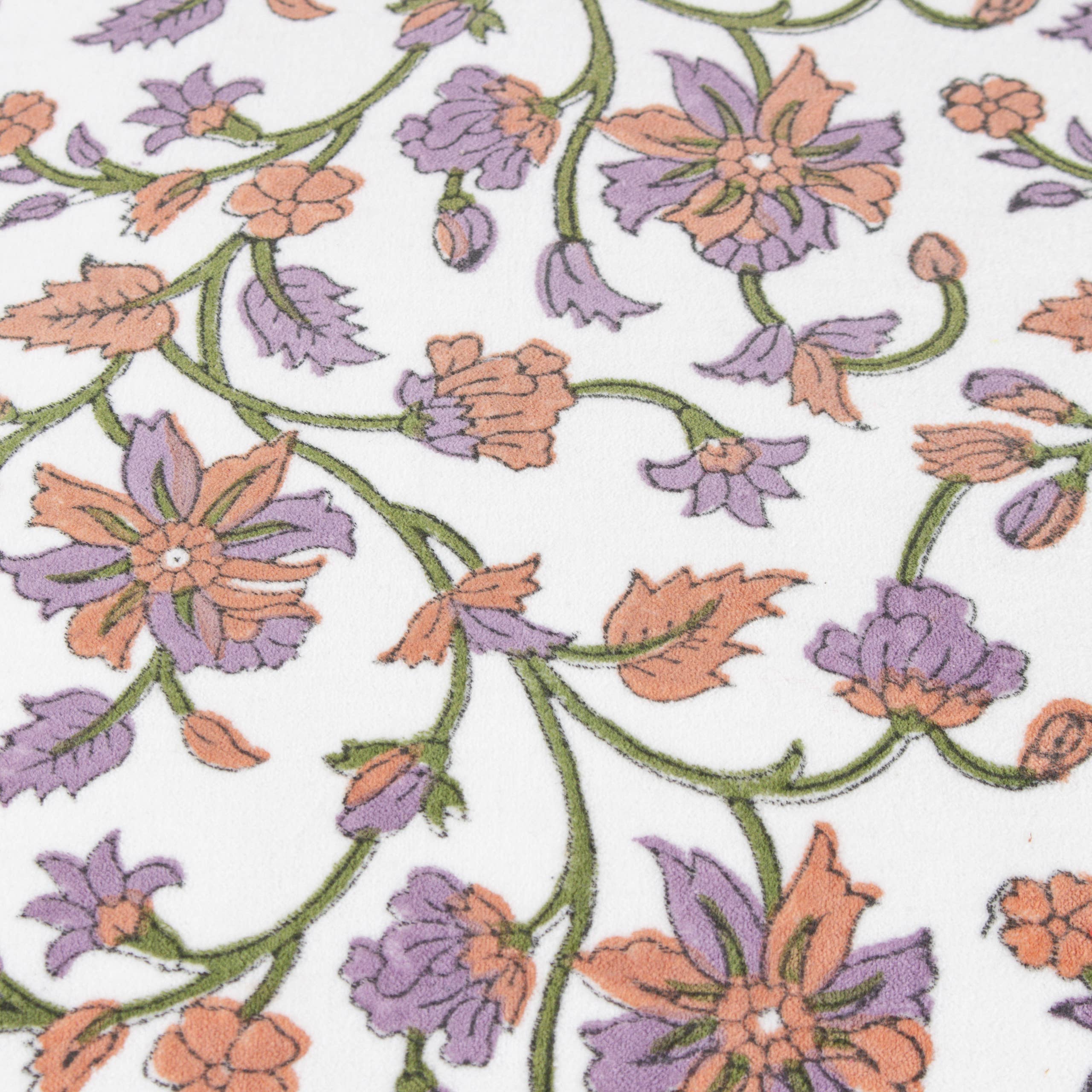 Coussin en velours de coton Mentera, lilas/corail: Lilas/Corail / Garni en polyester / 50 x 50 cm