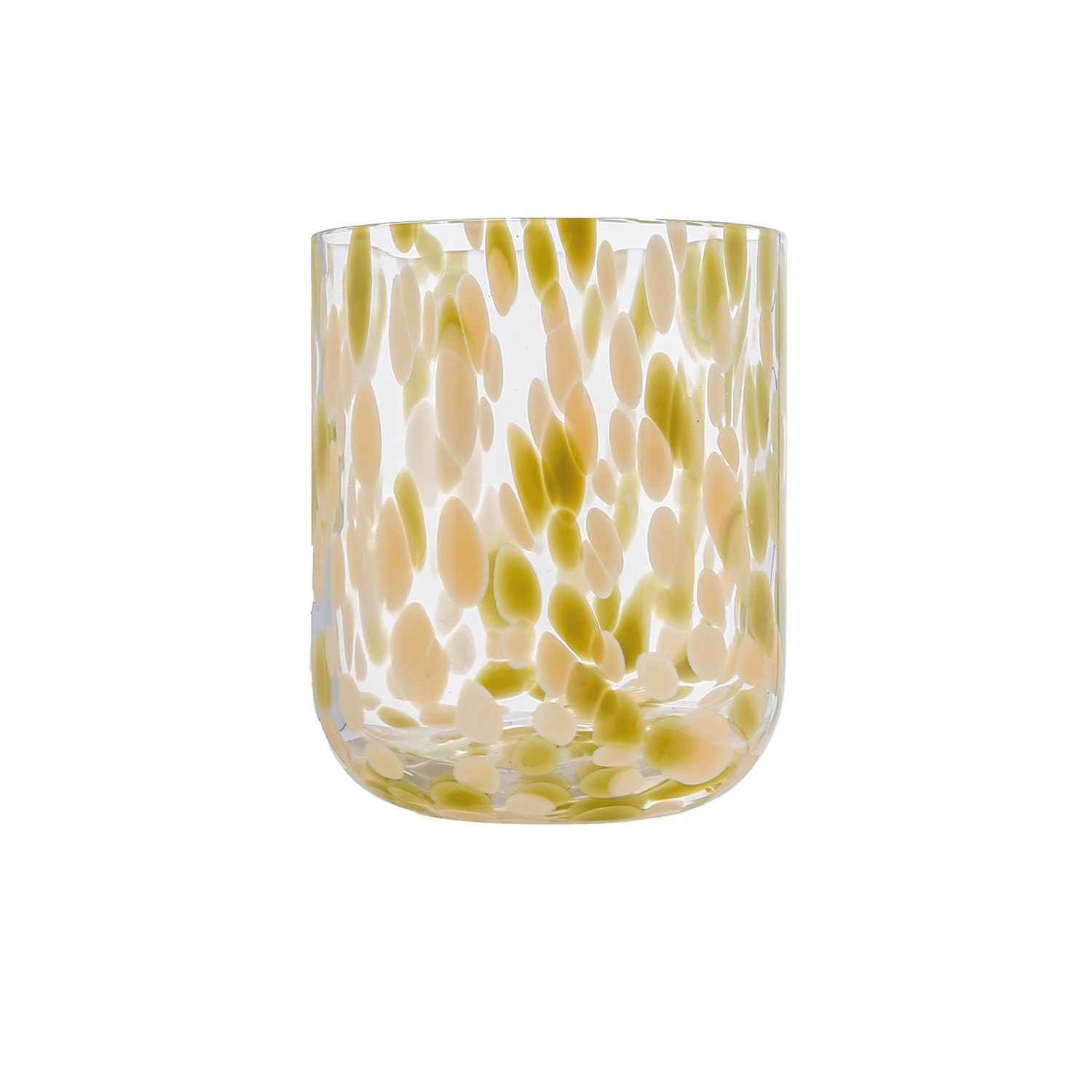 Glass cup speckled khaki D8 H9 5cm