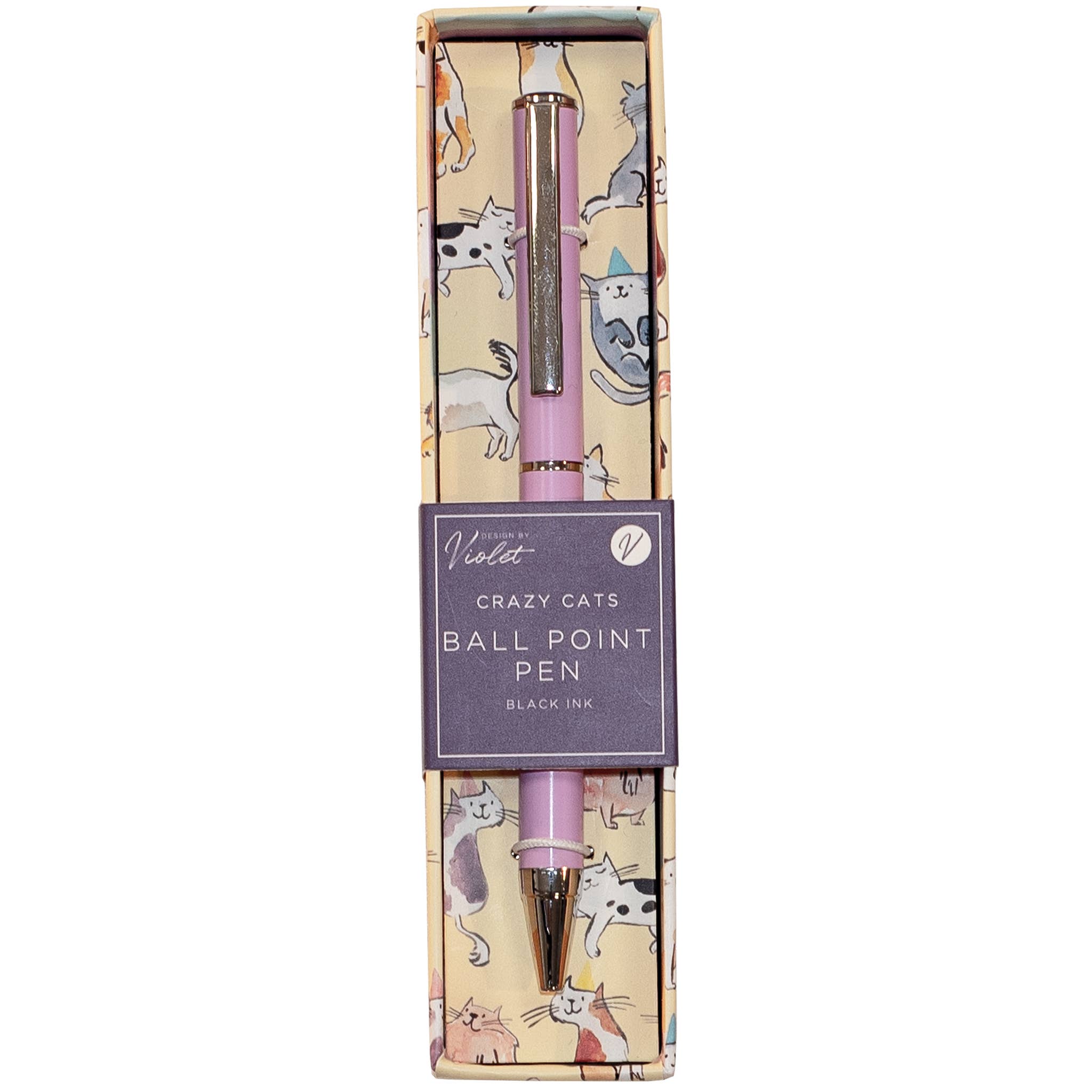 Stylo à bille dans boîte cadeau Crazy Cats