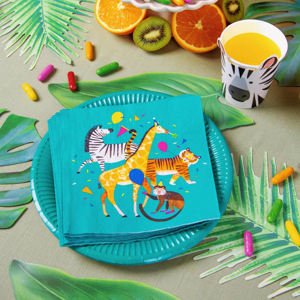 Serviettes en papier Animaux de fête - Pack de 20