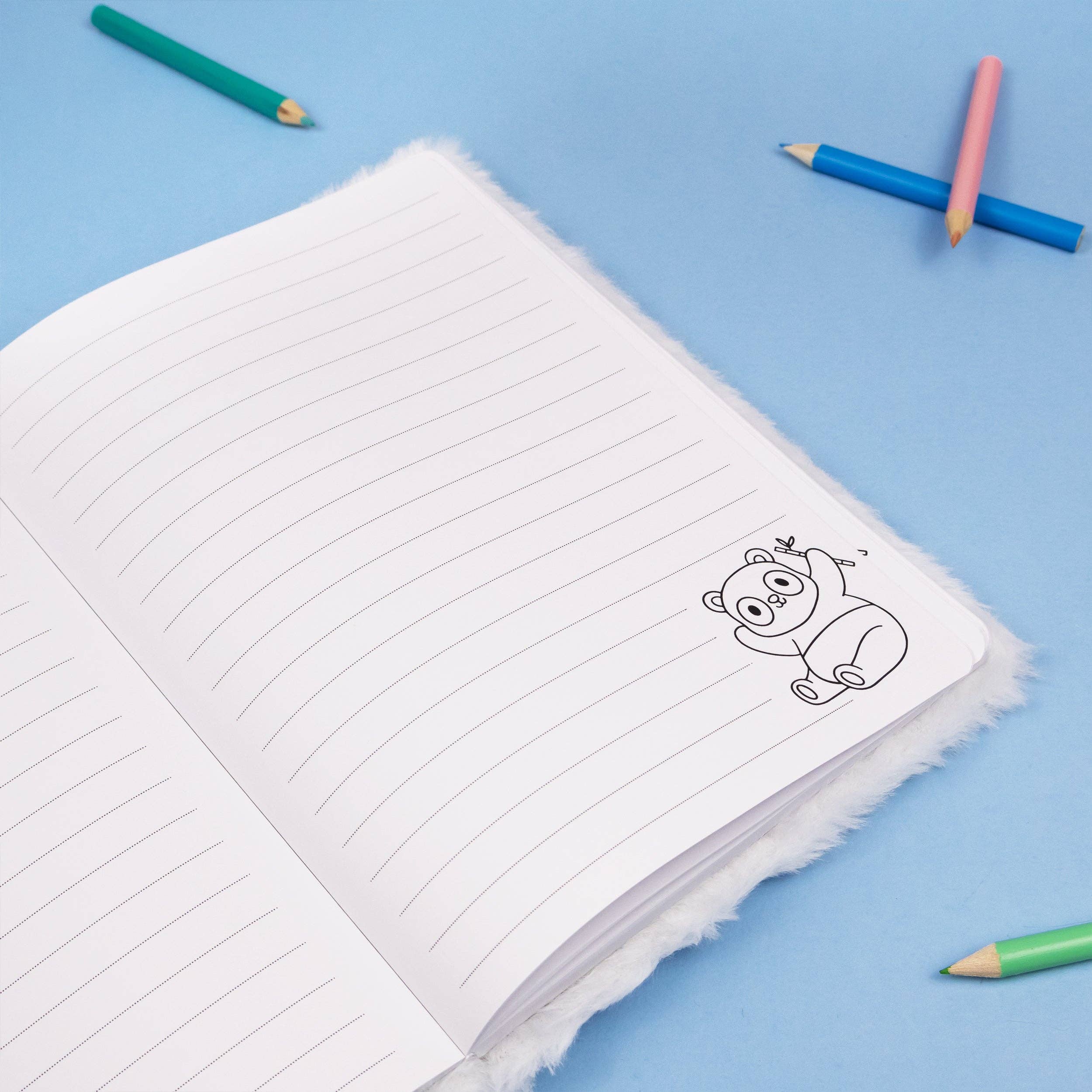 Cahier en peluche Panda — Carnet souple A5 ligné pour enfants
