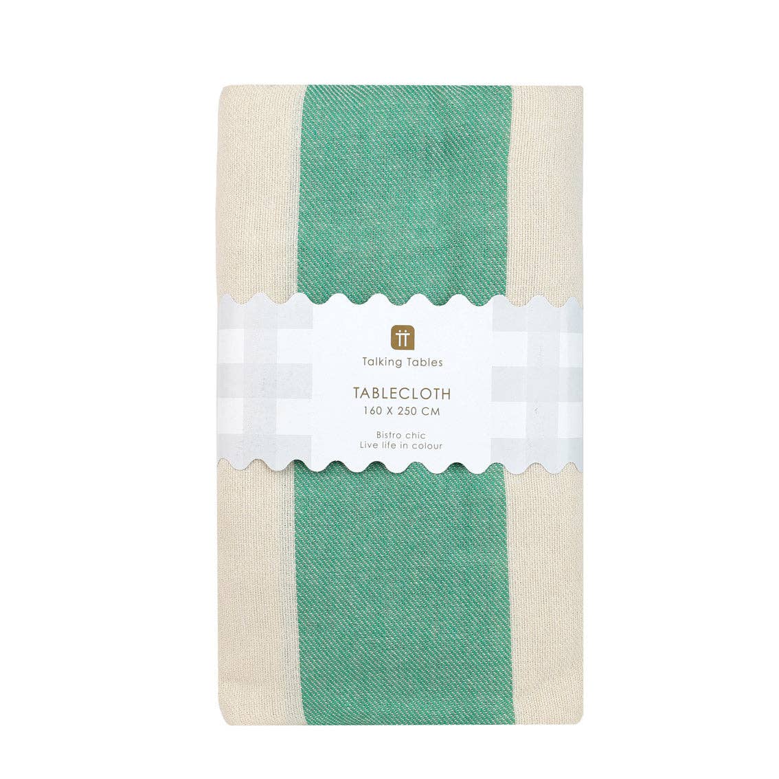 Nappe XL en coton à rayures vertes - 160 cm x 250 cm | Décoration d'été pour la maison |
