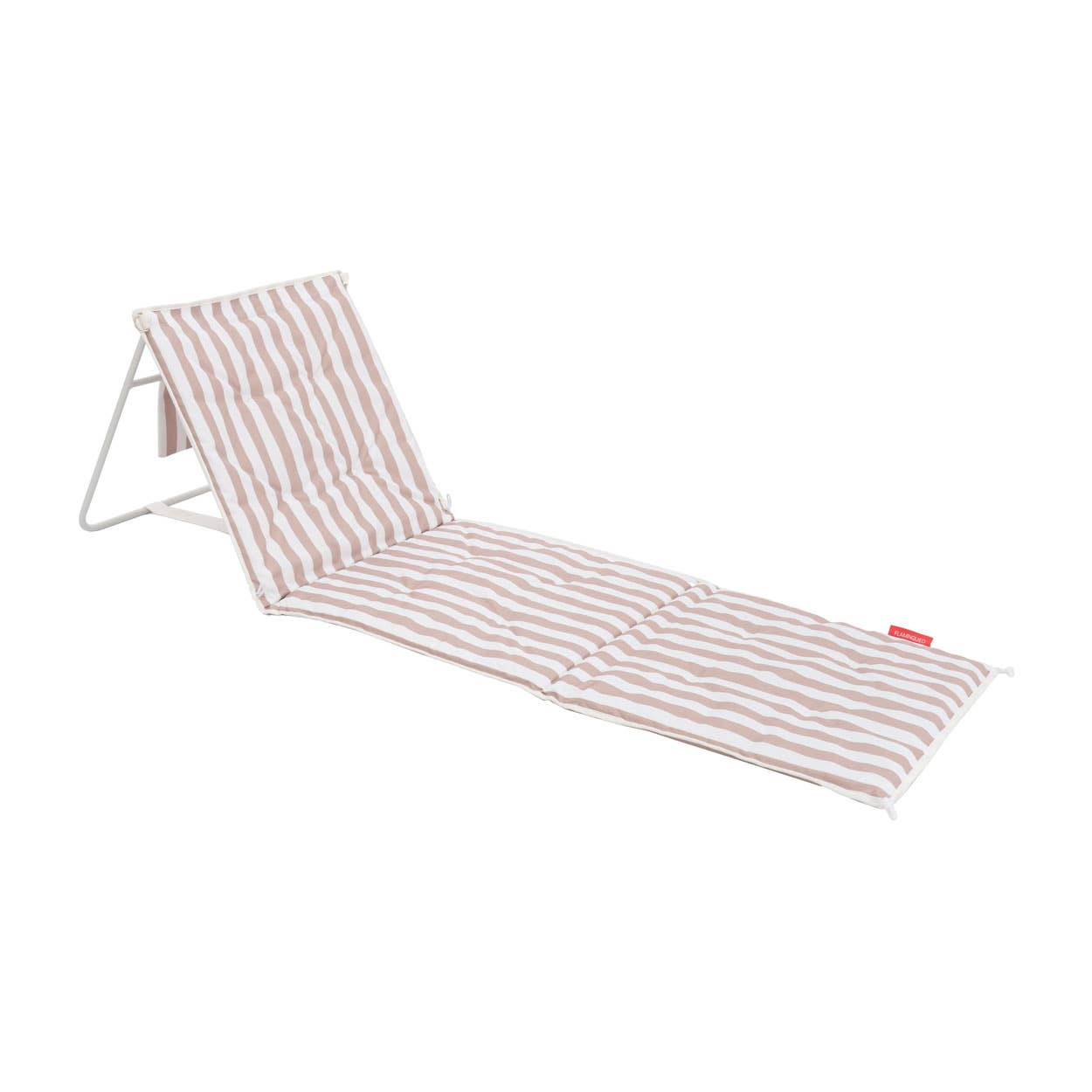 Tapis de plage pliable beige à rayures blanches