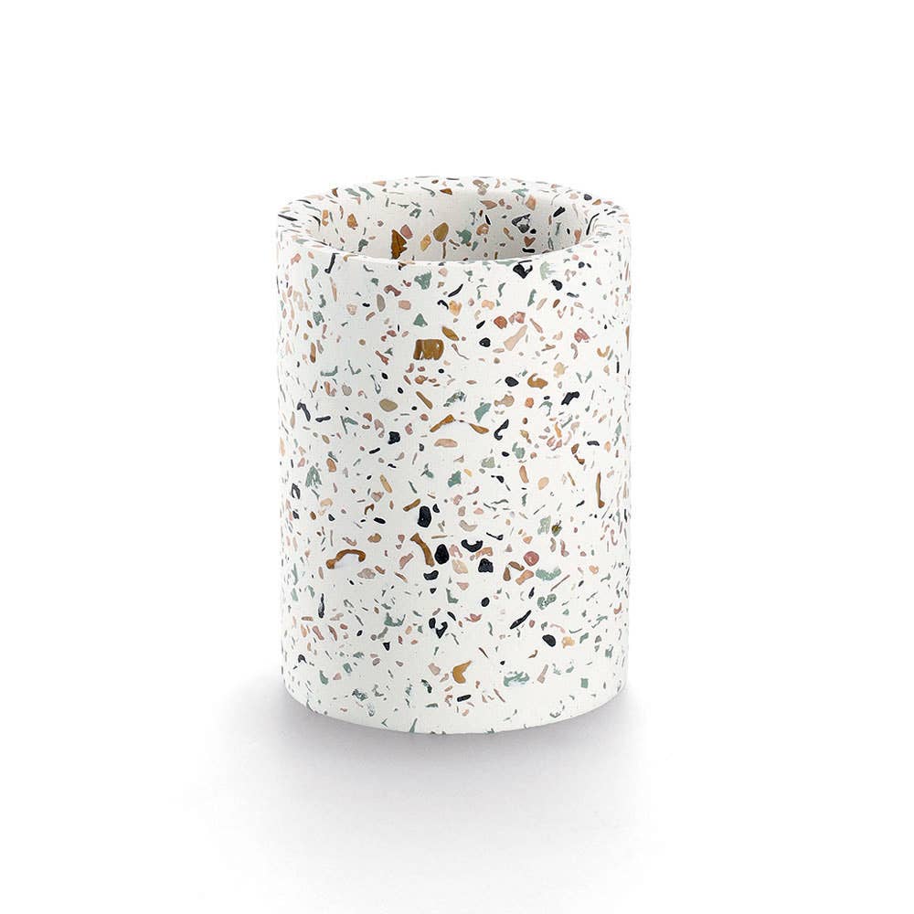 Gobelet à brosses à dents « Terrazzo » en ciment: Blanc / Env. Ø 8,2 x 11 cm