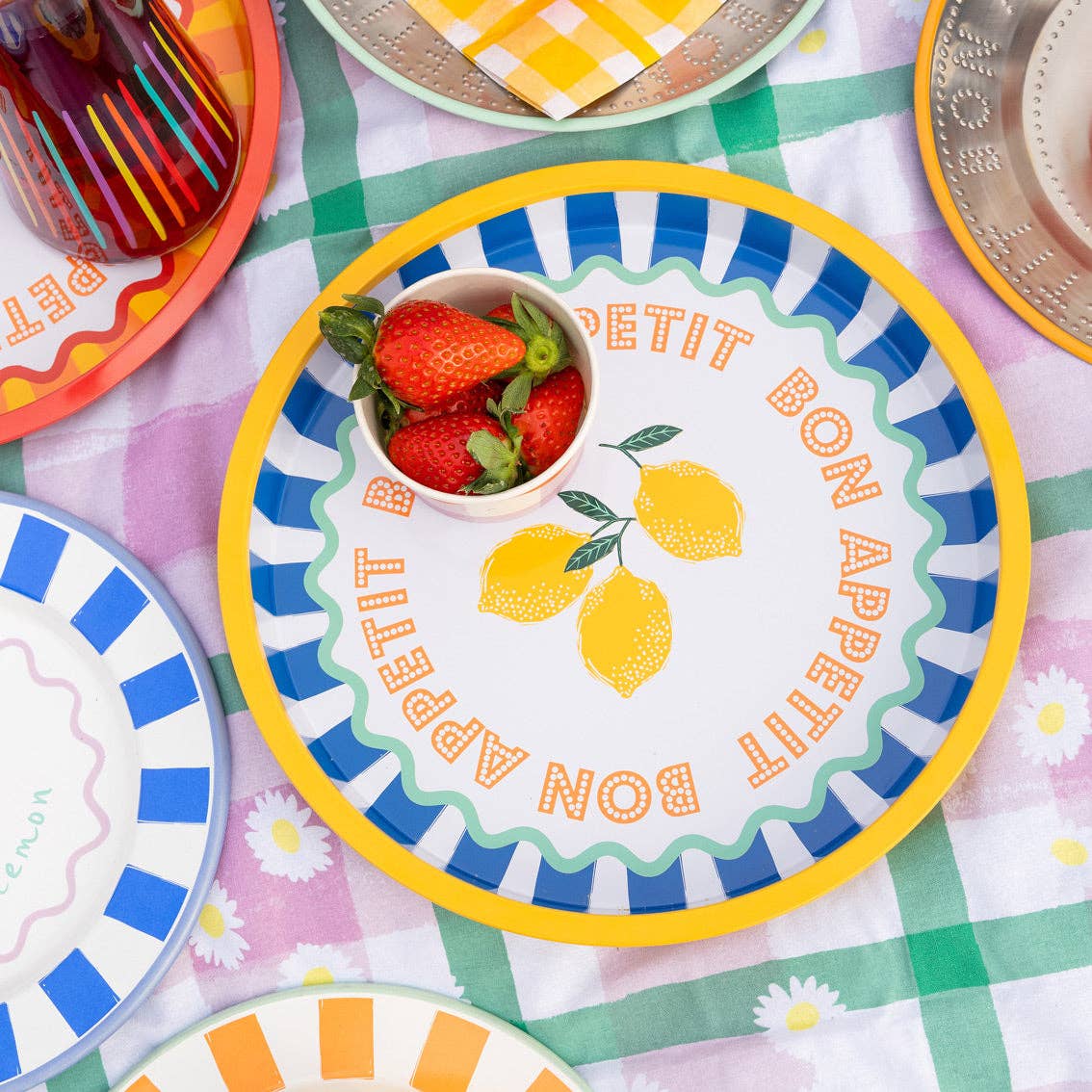 Plateau en étain citron - 31 cm | Cadeaux d'été |