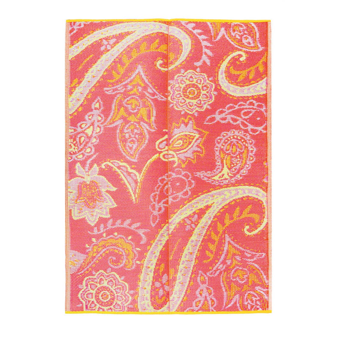 Tapis d'extérieur réversible à motif cachemire aux couleurs estivales