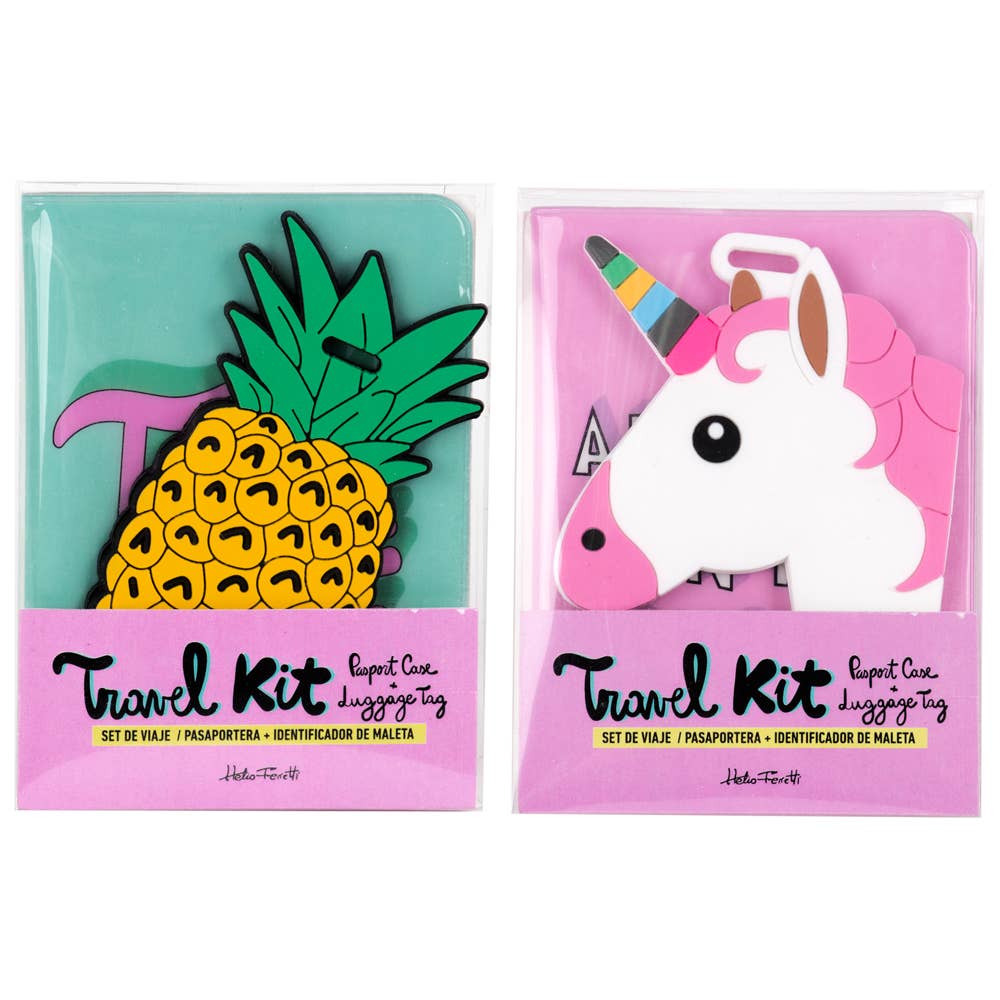 Porte-passeport et identifiant de bagage voyage Licorne et Ananas HF