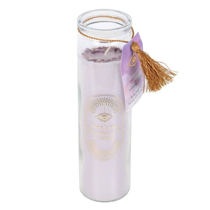 Bougie tube parfumée à la mûre avec cristaux d'améthyste
