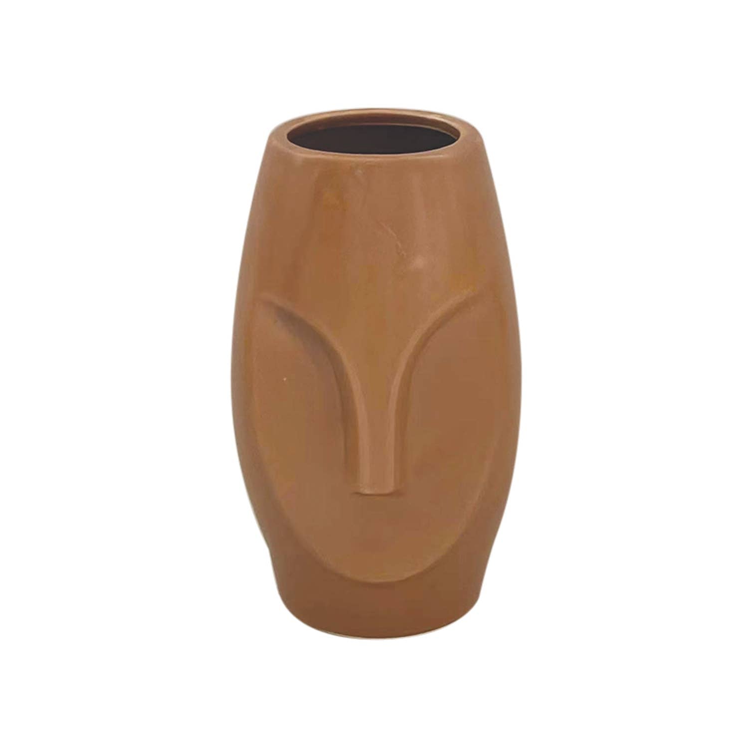 Vase ceramic face mini brown L8 P8 H13 3cm: Brown
