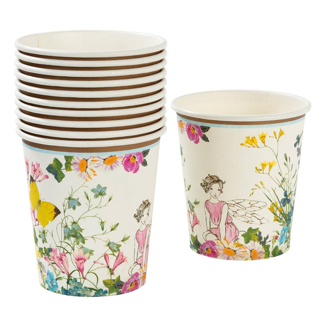 Gobelets en carton Truly Fairy avec motif papillon, paquet de 12