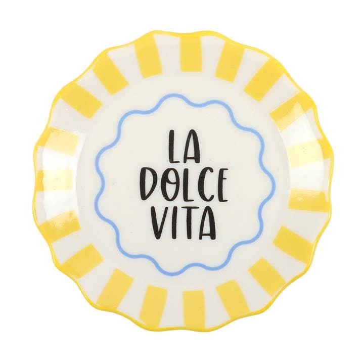 Plat à Bibelots La Dolce Vita Rayé Jaune