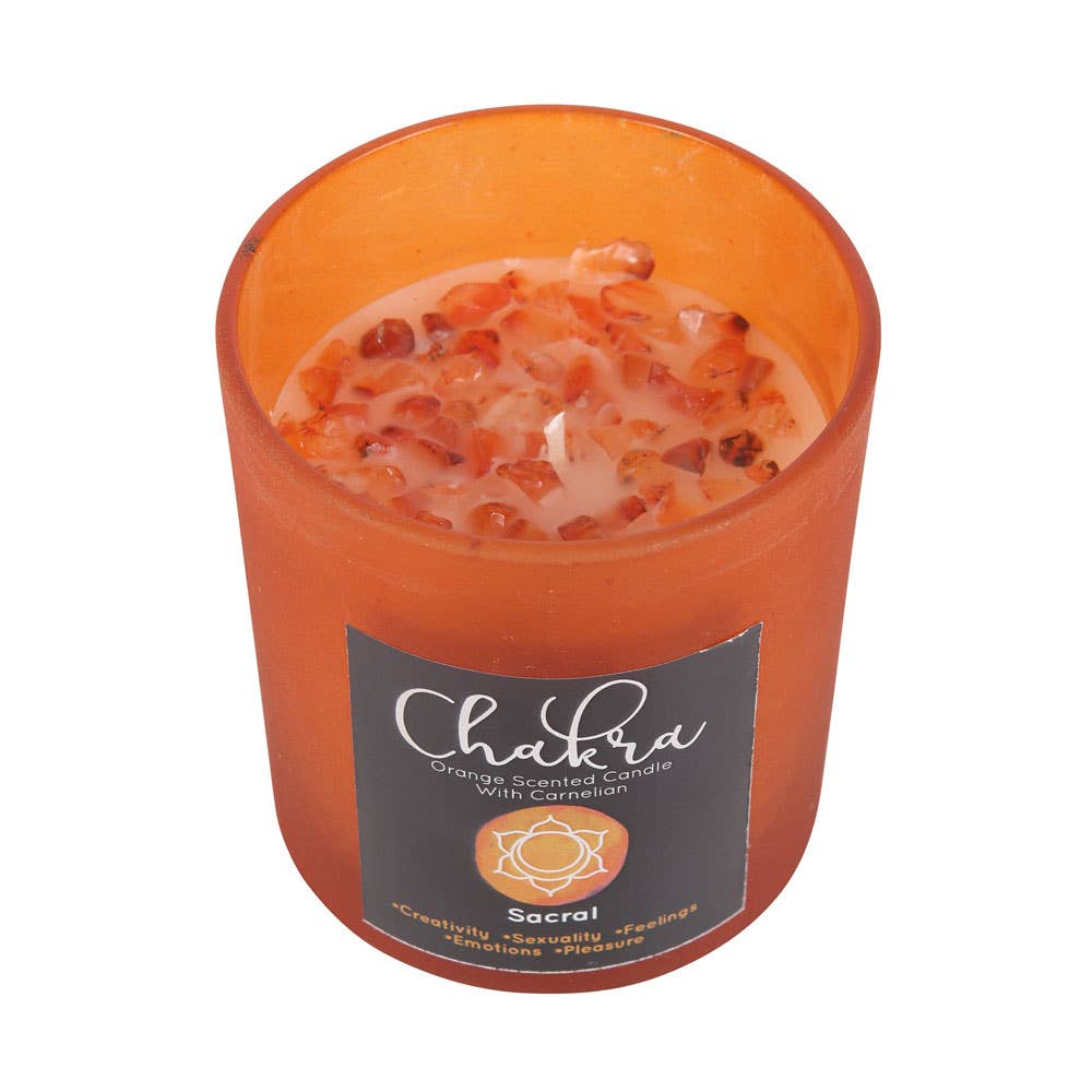 Bougie au cristal orange pour chakra sacré