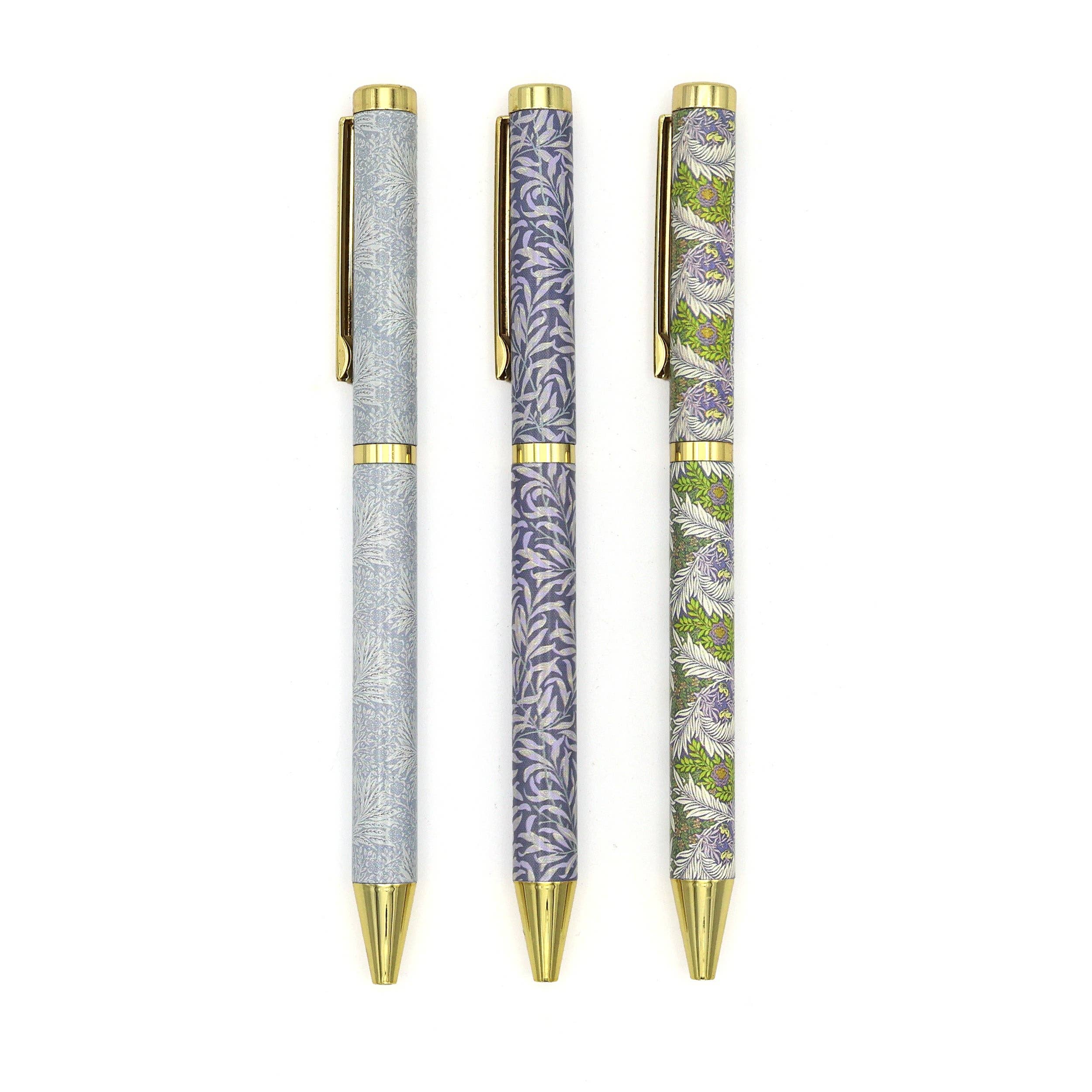 Stylos à bille Orange Grove William Morris dans une boîte cadeau – Ensemble de 3 stylos
