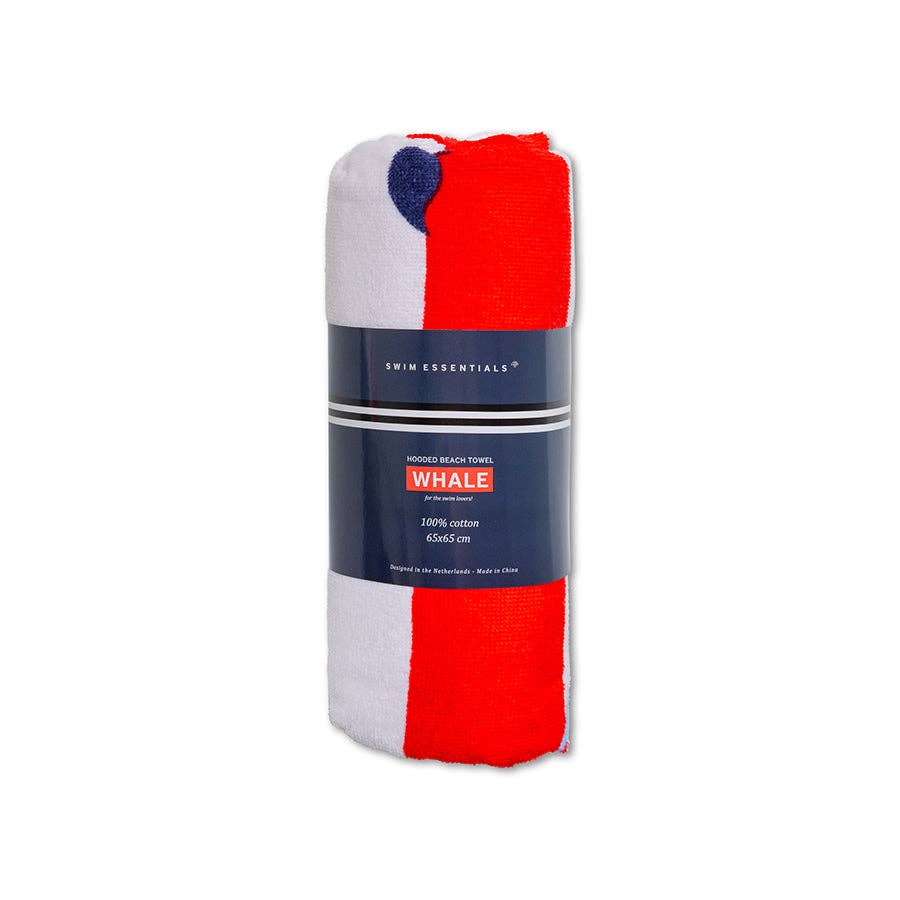 Poncho de plage - Rouge/Blanc - Rayures Océan - 65 x 65 cm
