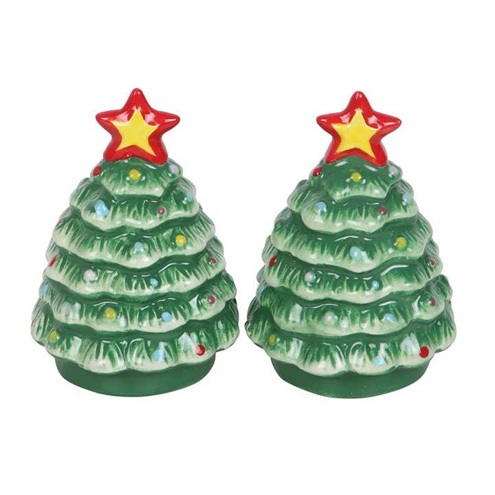 Salière et poivrière en forme de sapin de Noël nostalgique