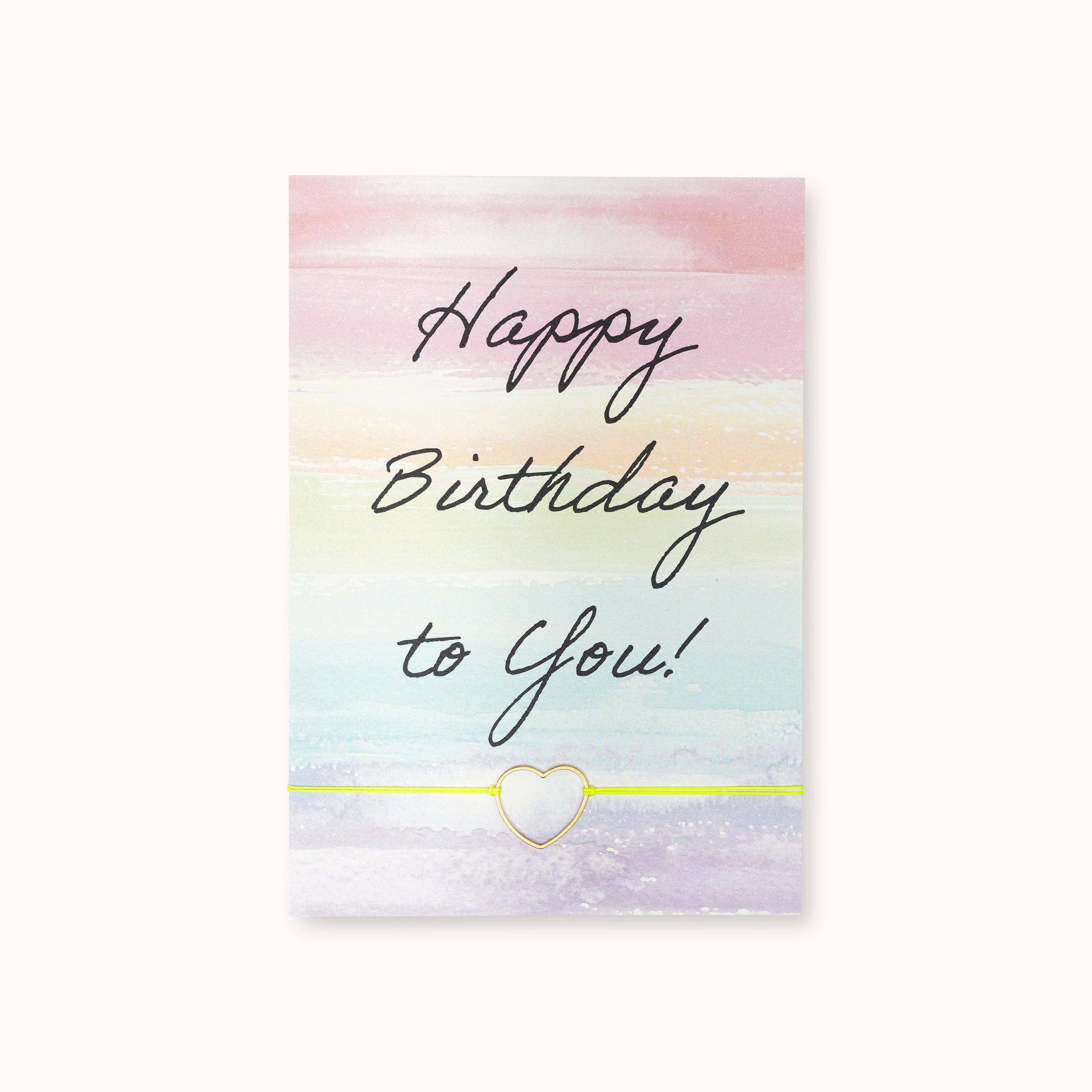 Carte-bracelet : Joyeux Anniversaire Arc-en-ciel