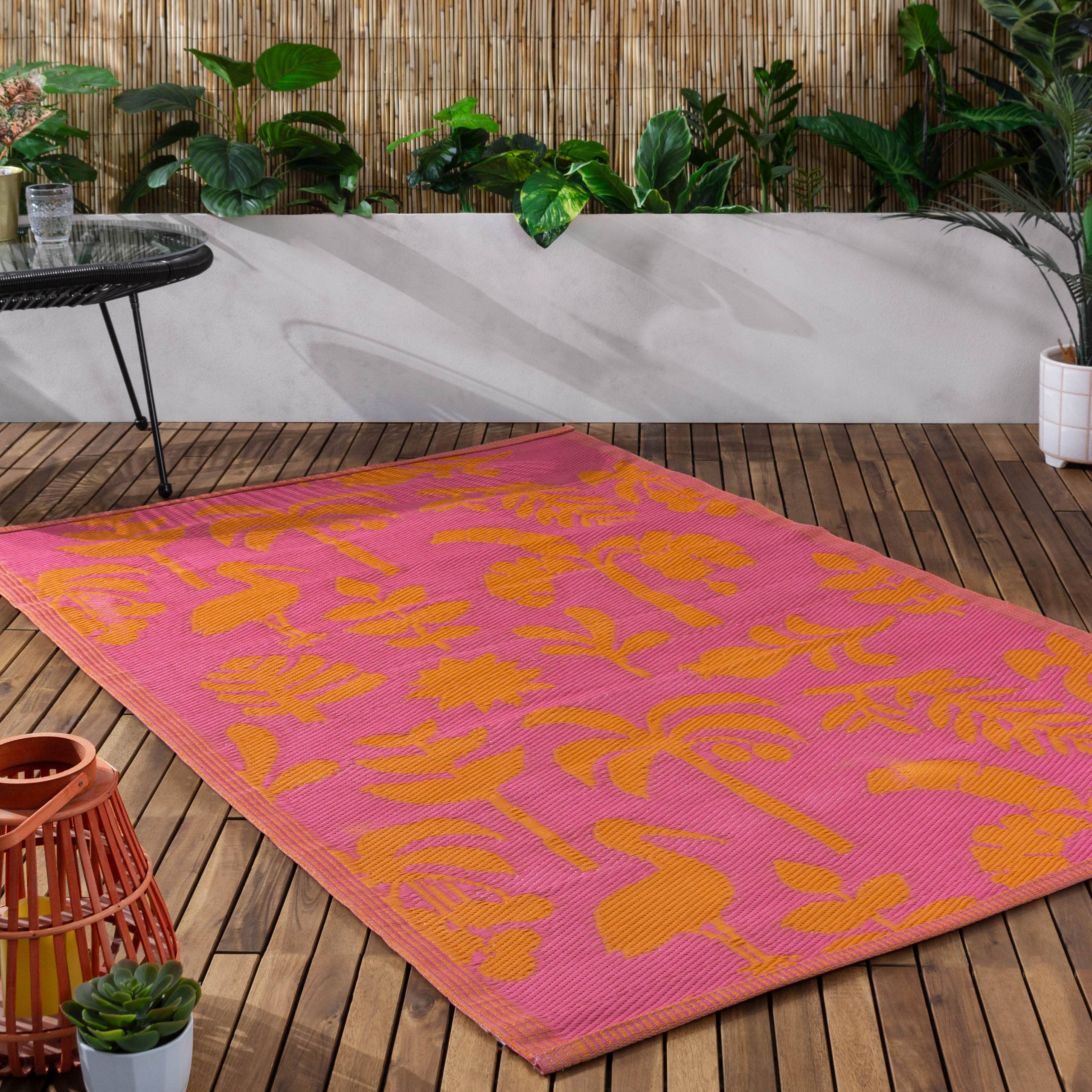 Tapis Marula pour intérieur/extérieur 100 % recyclé, orange/rose: Orange/Rose / 120 x 180 cm