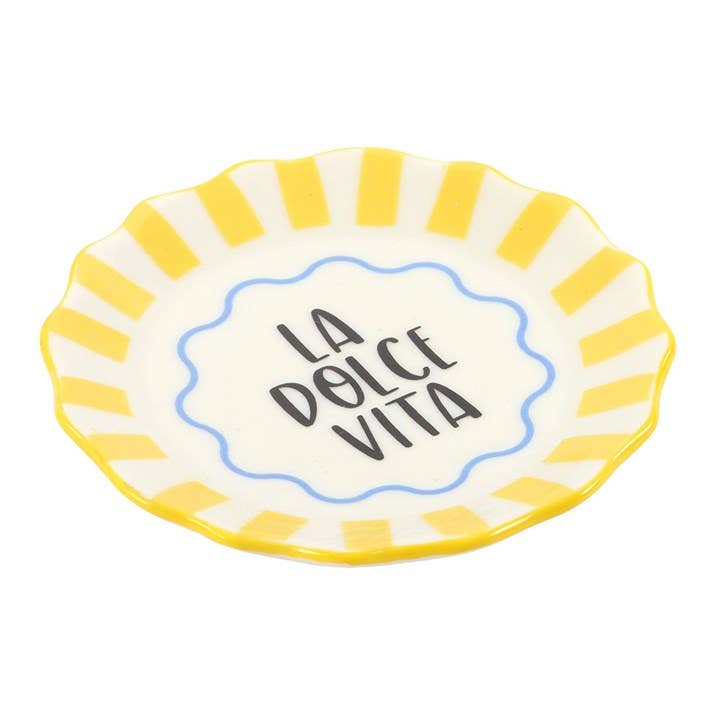 Plat à Bibelots La Dolce Vita Rayé Jaune