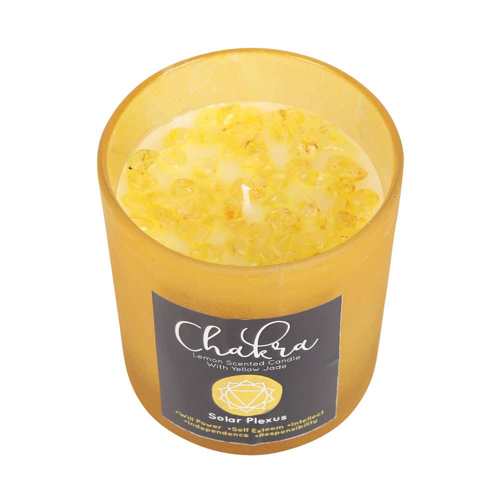 Bougie à copeaux de cristal de citron Solar Plexus Chakra