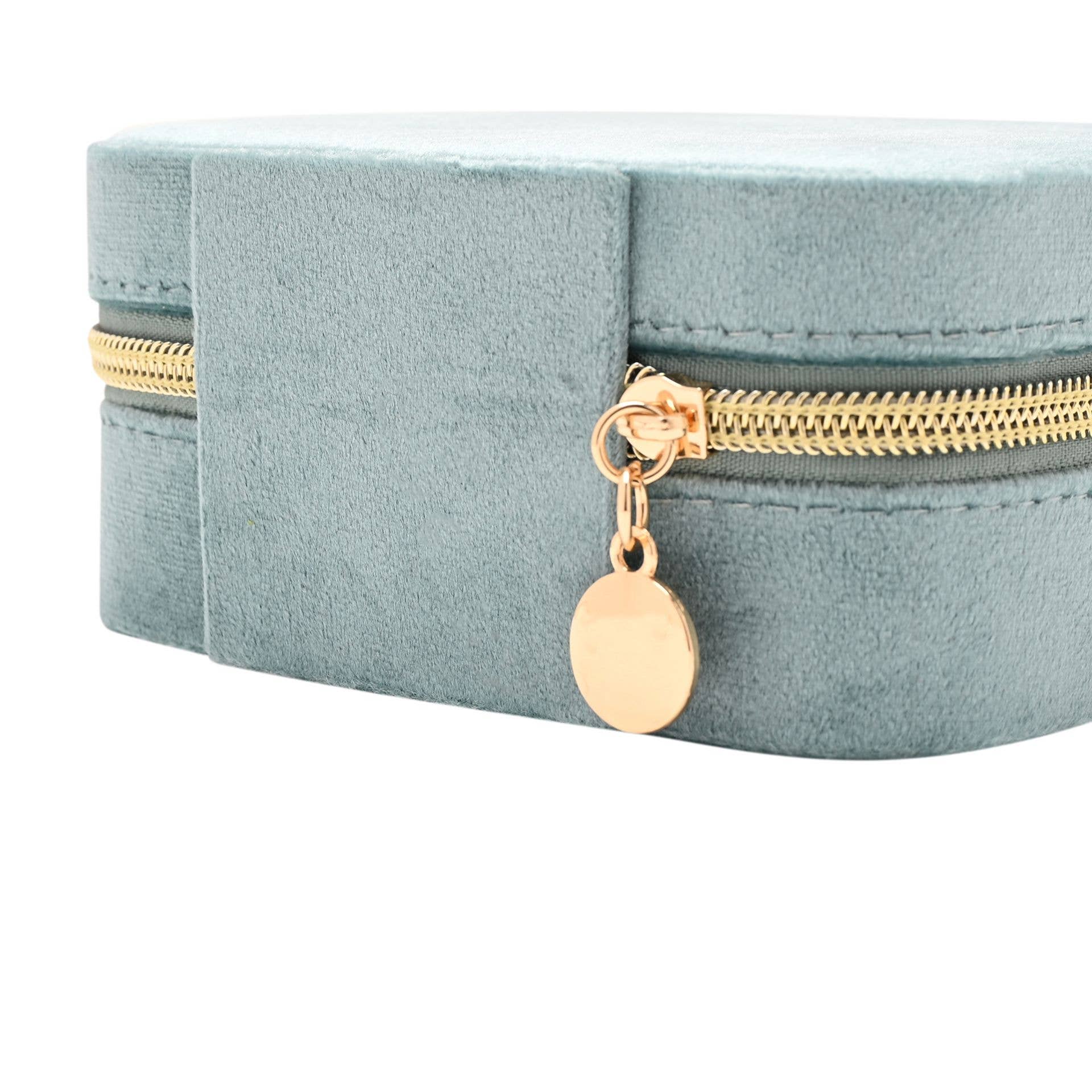 Boîte à bijoux en velours classique Sophia - Bleu canard