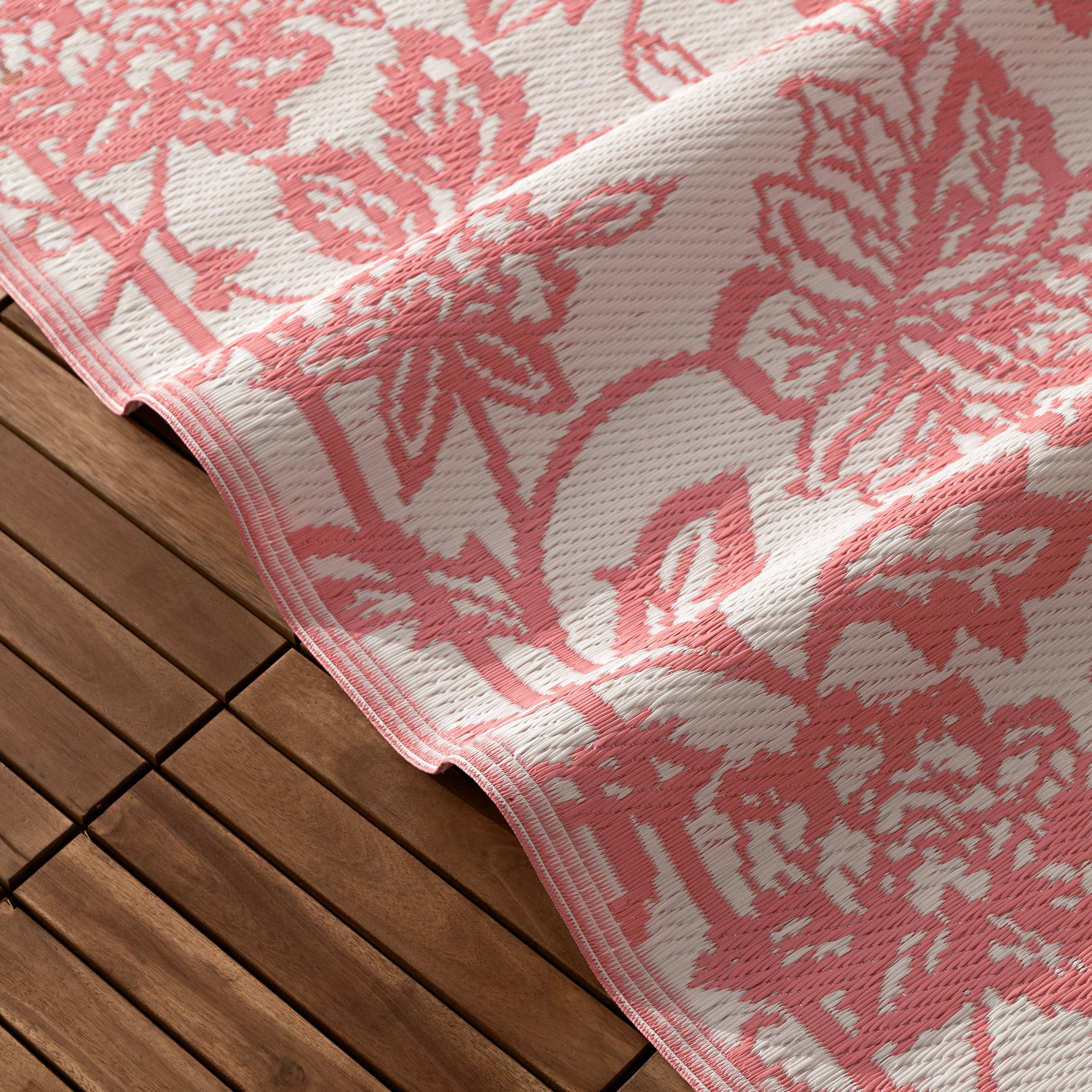Tapis d'extérieur en jacquard tissé Anemone Pêche/Crème: Pêche/crème / 120 x 180 cm