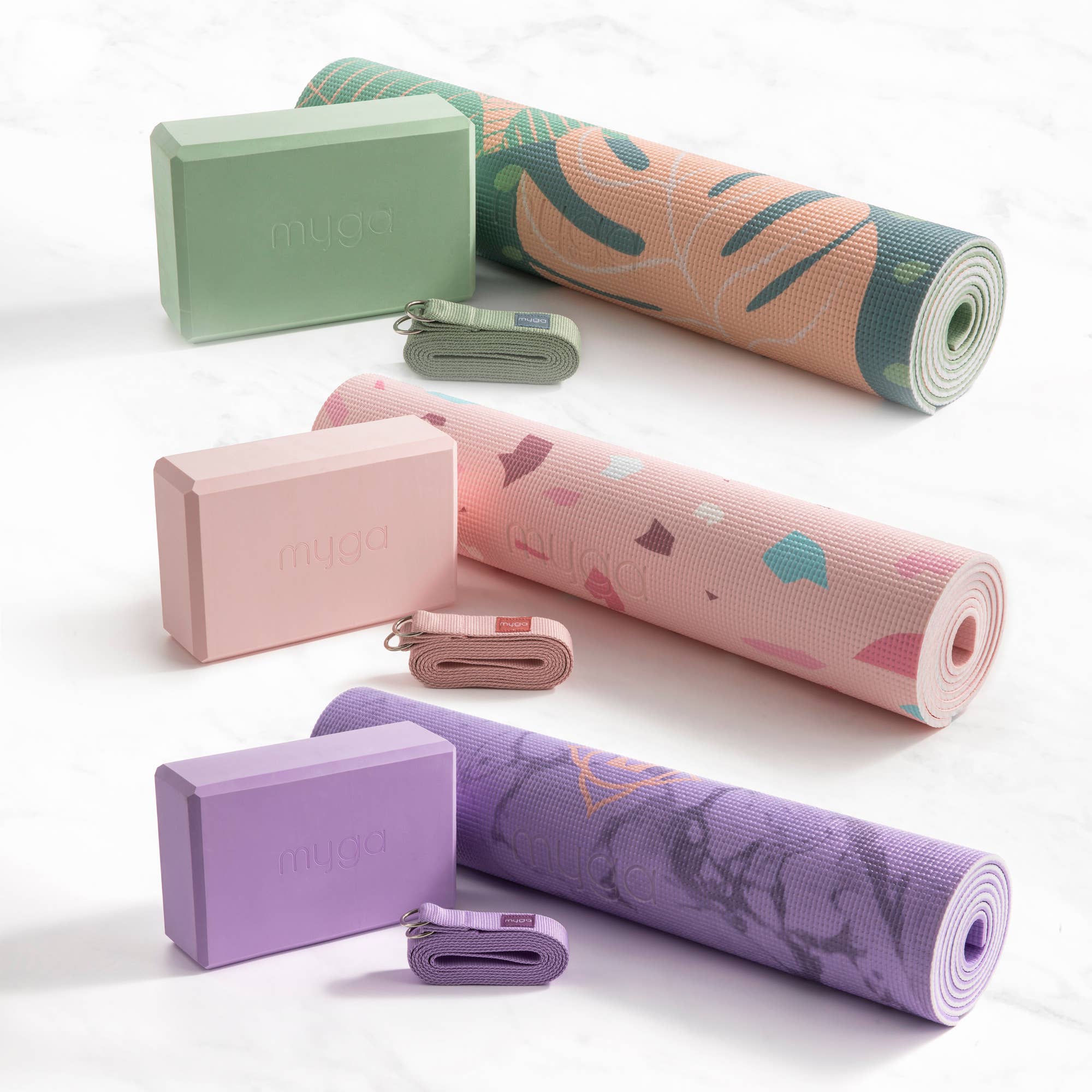 Kits de yoga imprimés pour débutants: Paume sauge