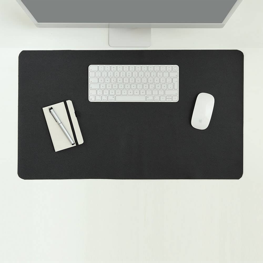 Tapis de bureau en simili cuir noir: Noir / Environ 40 x 70 cm