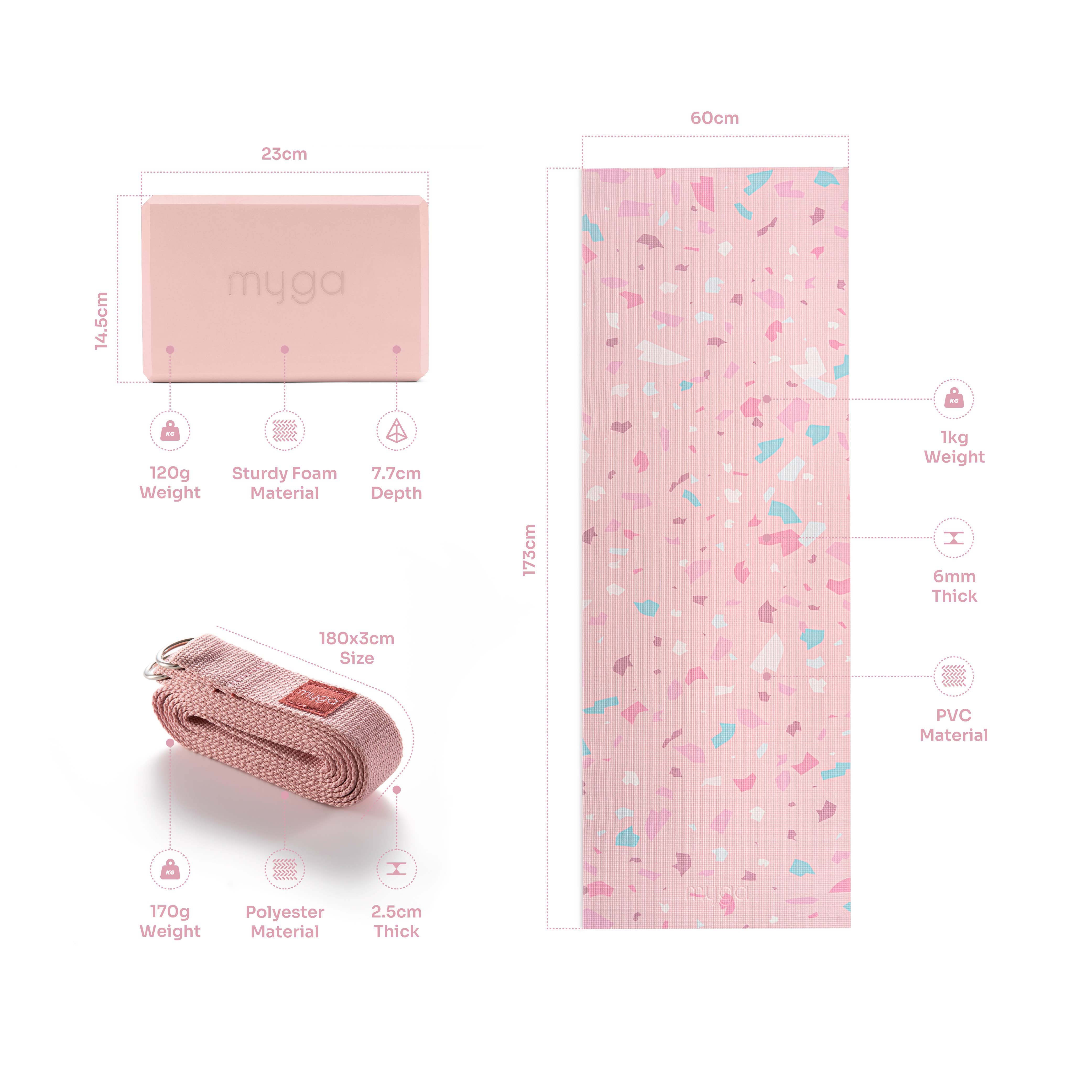 Kits de yoga imprimés pour débutants: Terrazzo