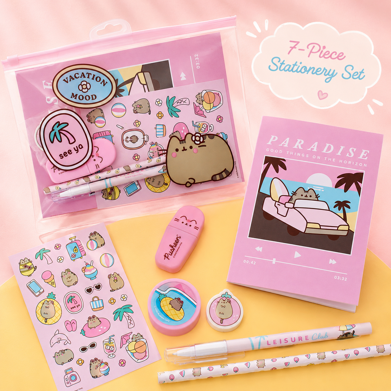 Pusheen - ensemble de papeterie de 8 pièces