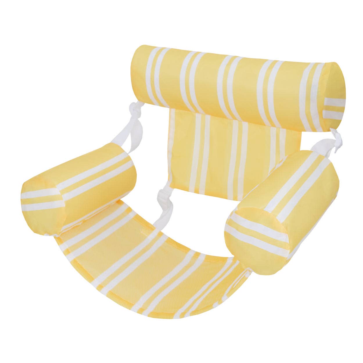 Fauteuil flottant gonflable jaune à rayures blanches