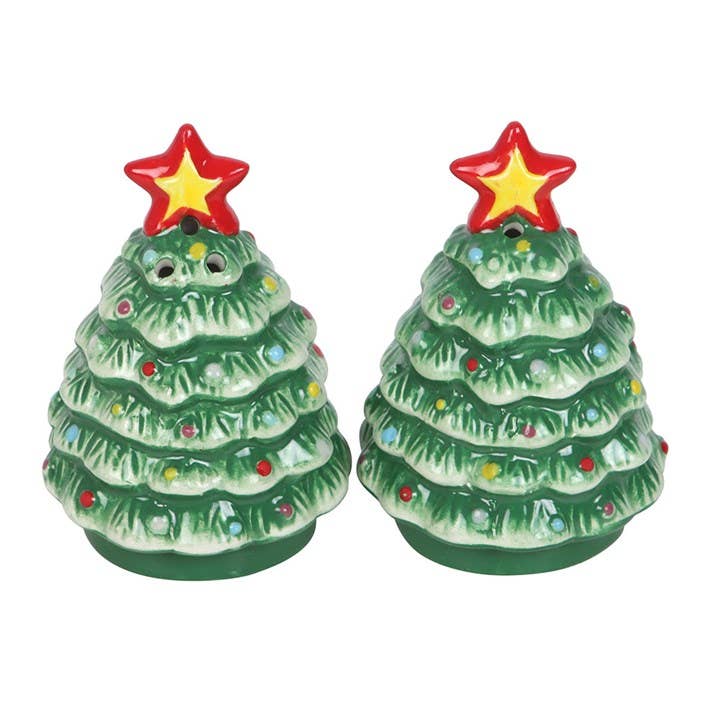 Salière et poivrière en forme de sapin de Noël nostalgique