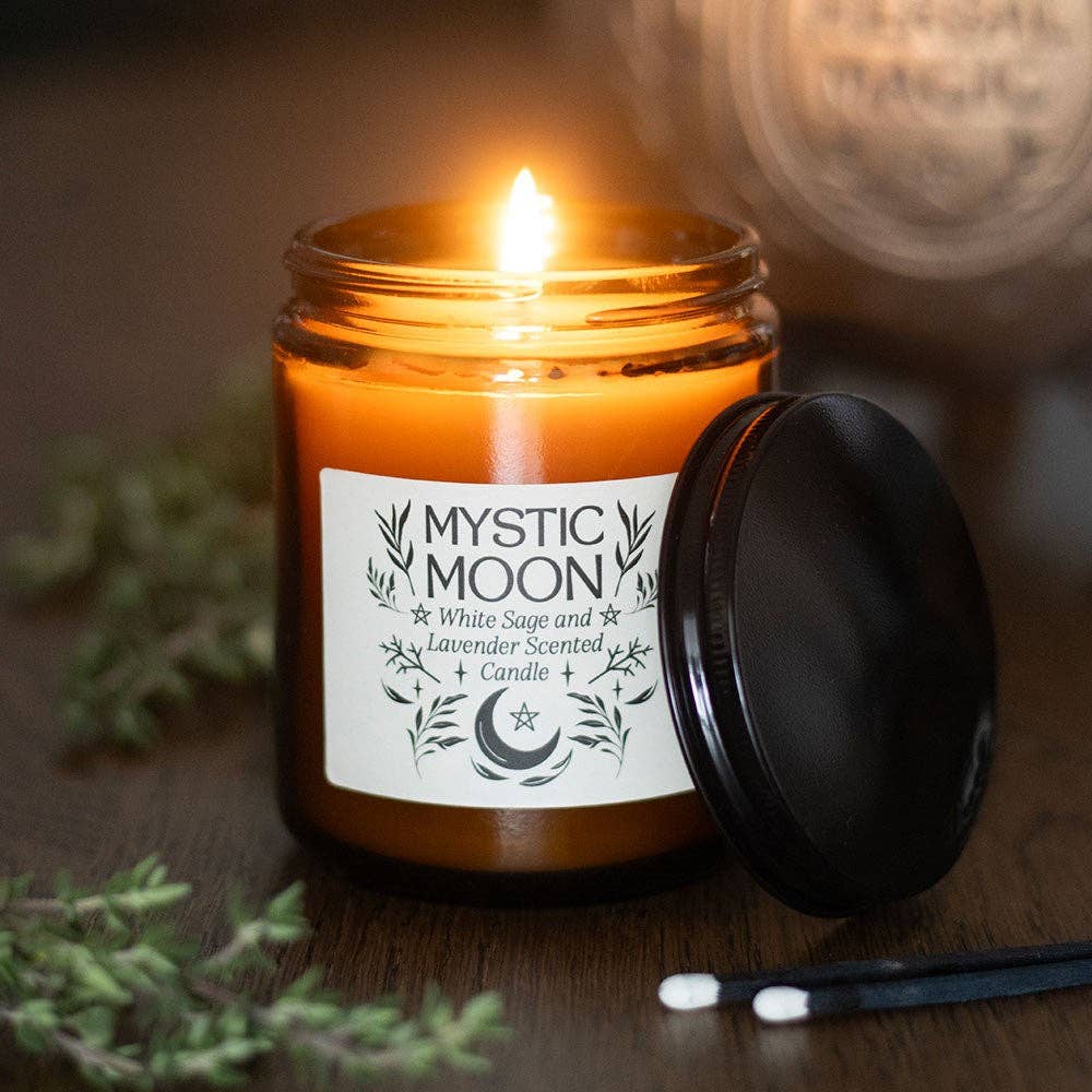 Bougie en verre ambré Mystic Moon — Sauge et Lavande