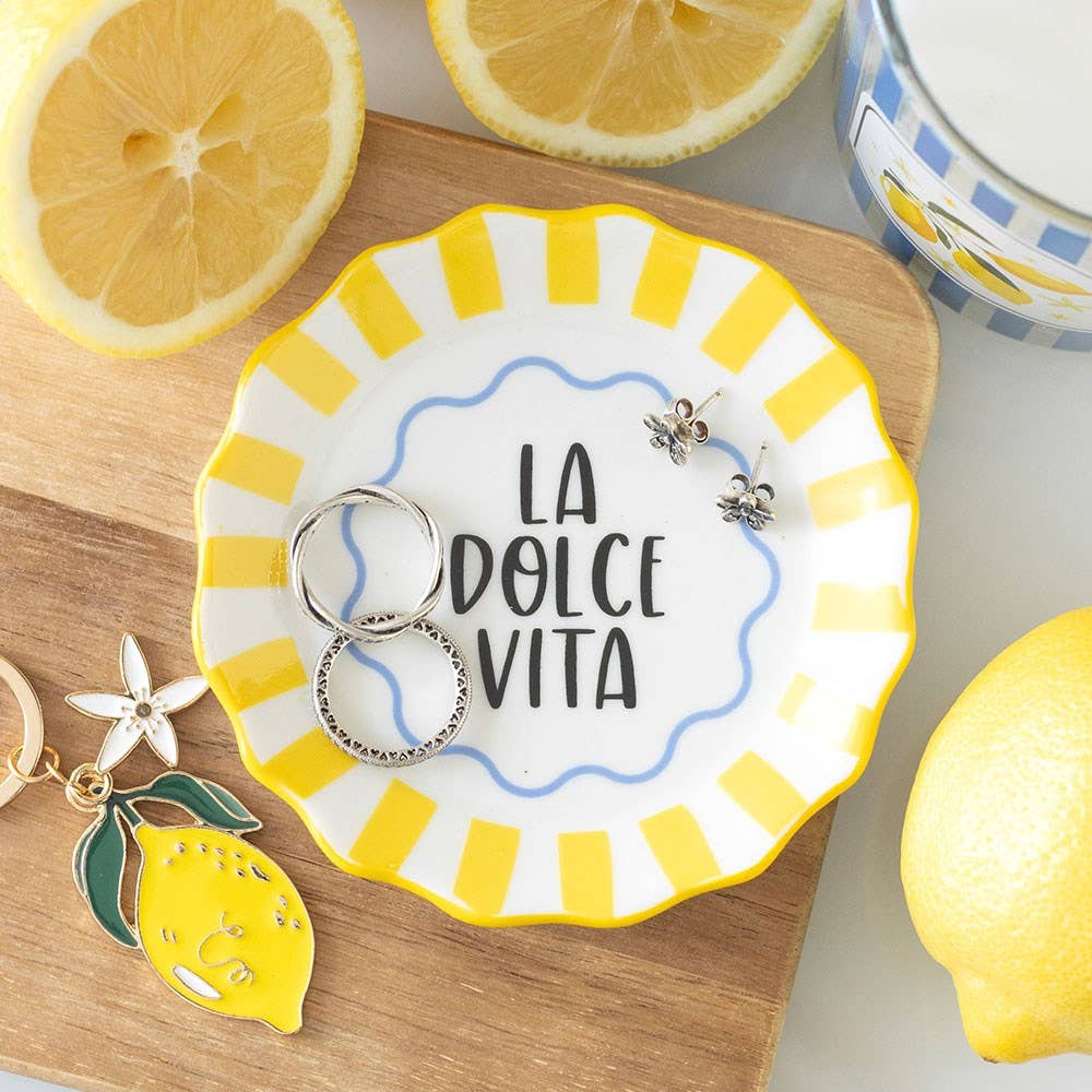 Plat à Bibelots La Dolce Vita Rayé Jaune