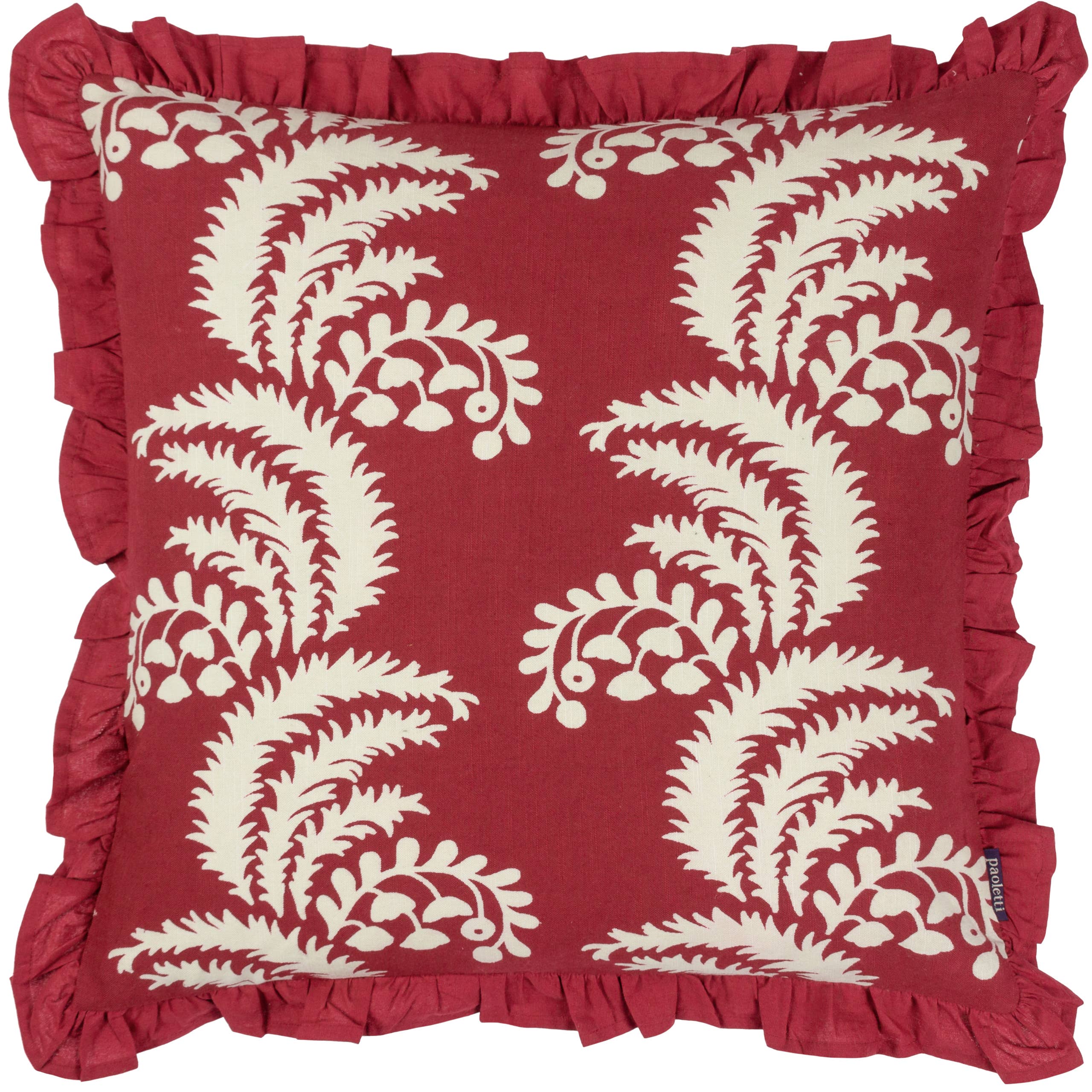 Coussin à franges plissées Montrose Redcurrent: Courant rouge / Garni en polyester / 50 x 50 cm