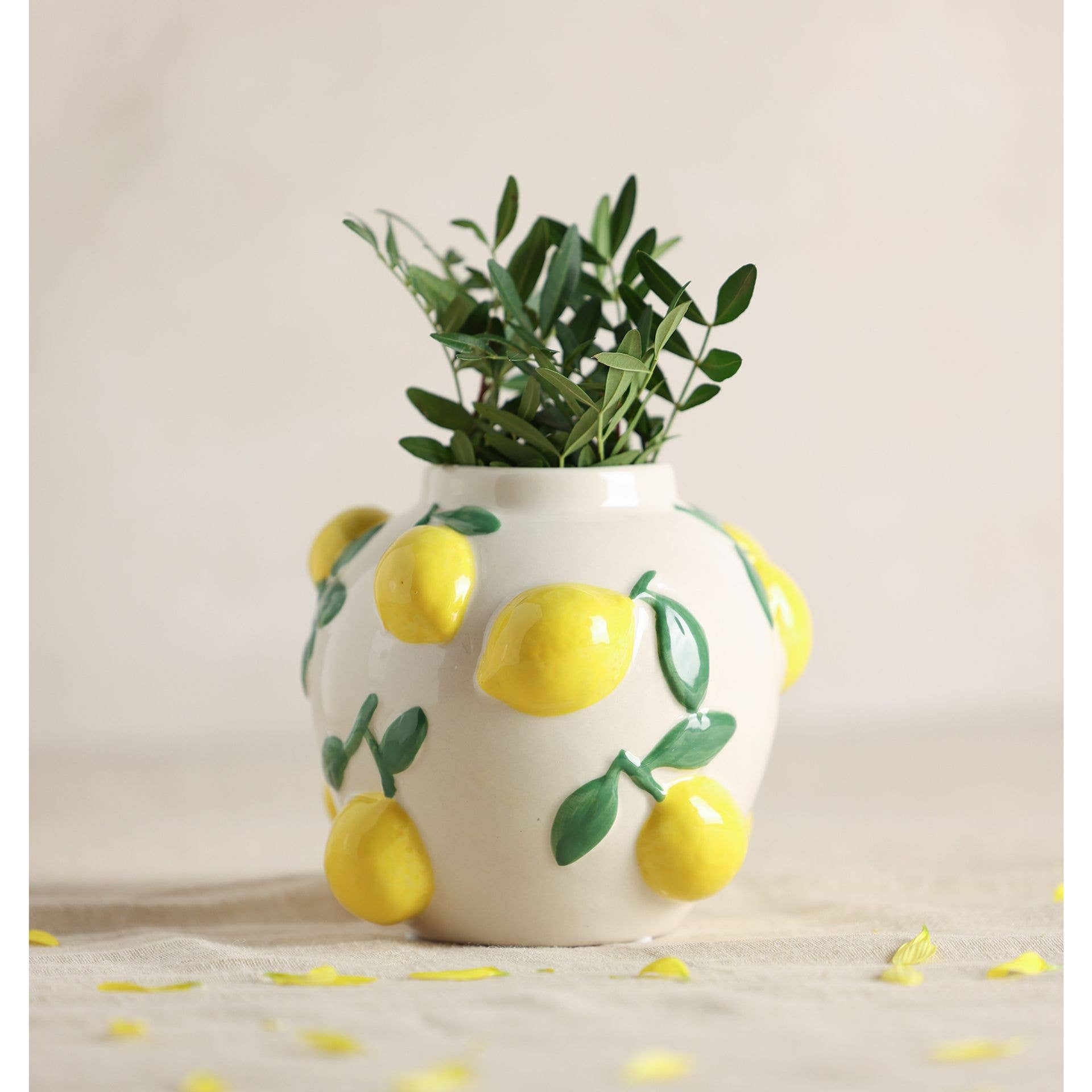 Vase Blanc Hestia 12cm Avec Citrons