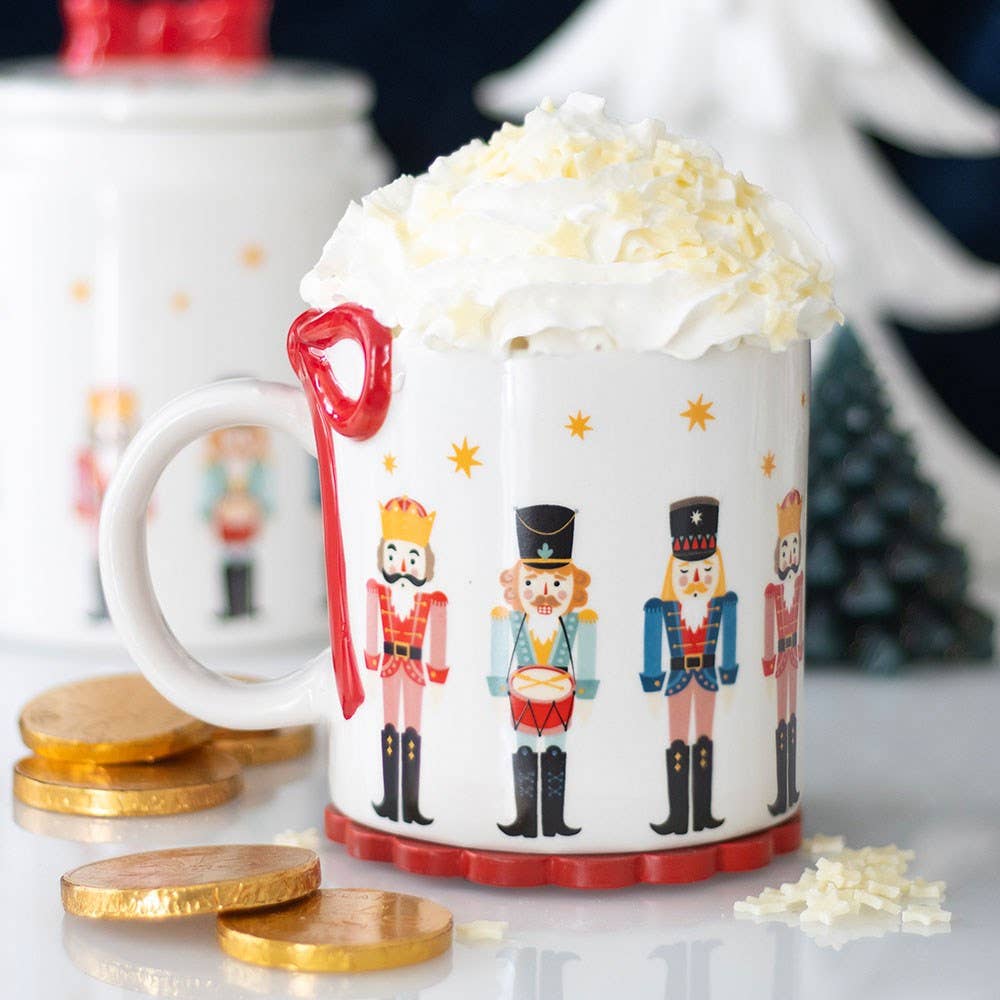 Tasse de Noël en céramique avec motif Casse-Noisette et nœud décoratif