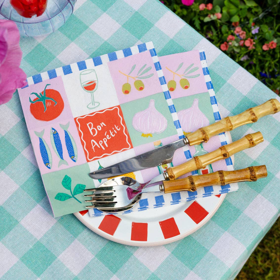 Serviettes en papier recyclé Bon Appétit - Pack de 20 | Décoration d'été |