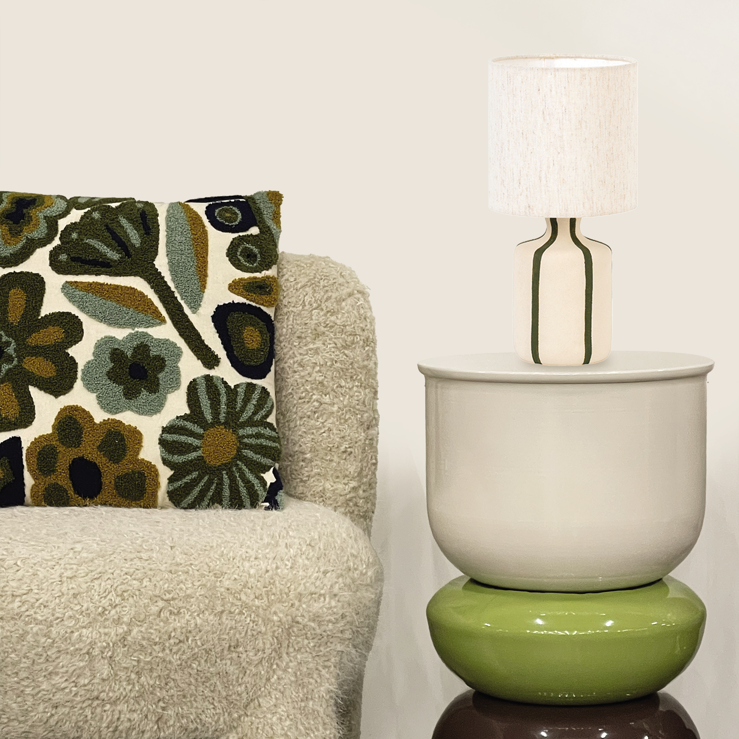 Lamp Camille khaki D15 H32cm