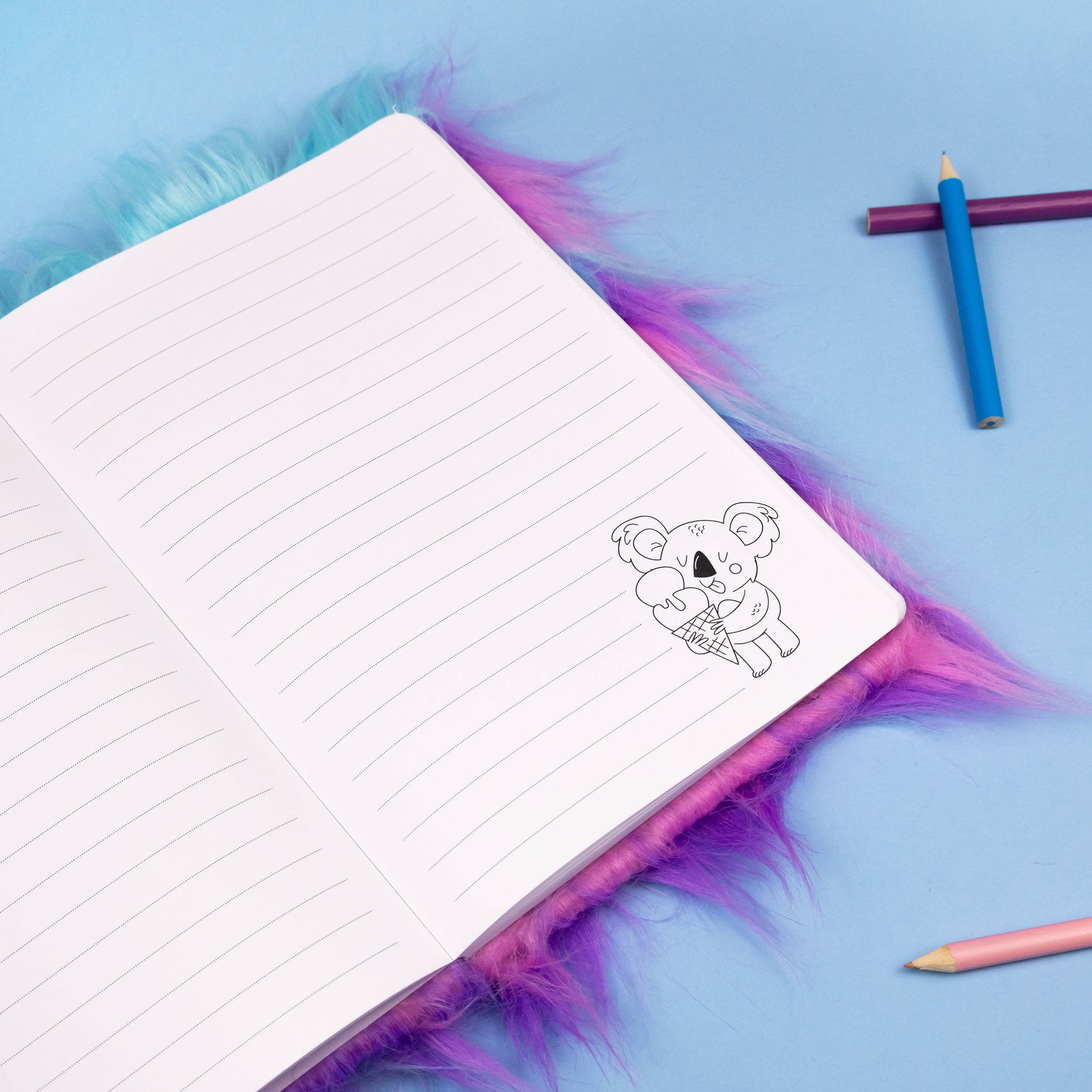 Carnet en peluche Koala ébouriffé – Journal doux A5 ligné pour enfants