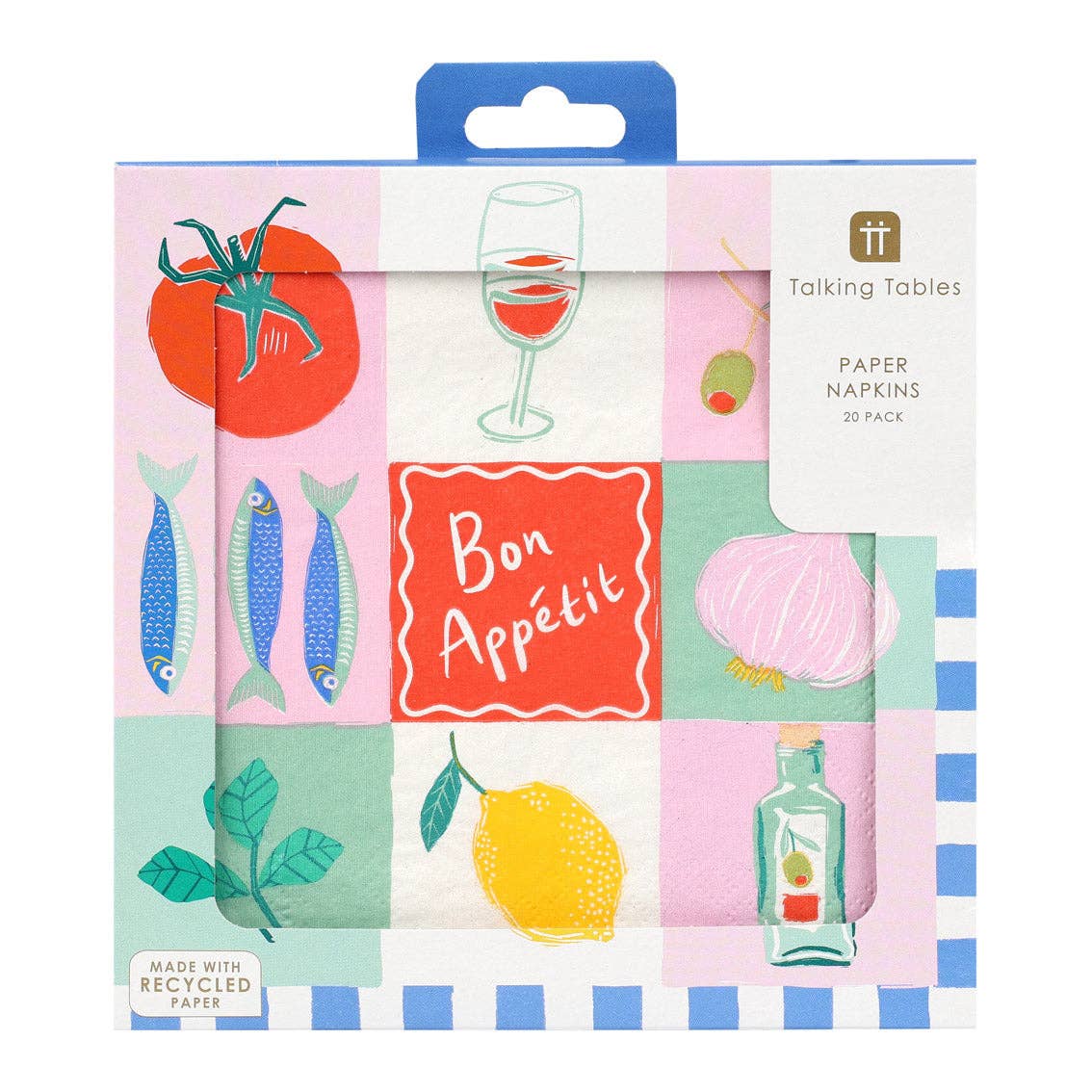 Serviettes en papier recyclé Bon Appétit - Pack de 20 | Décoration d'été |