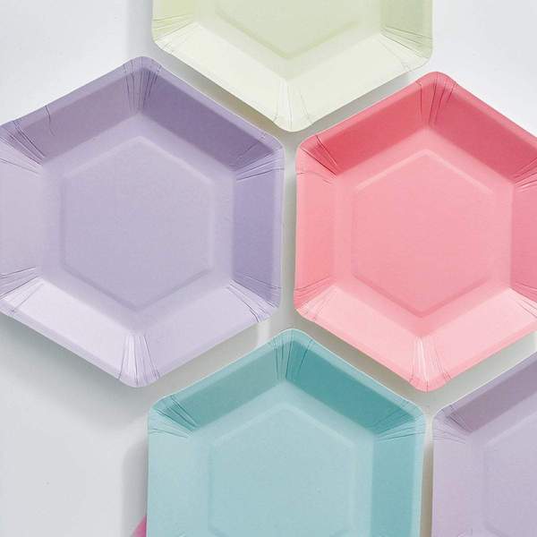 Petites assiettes à pastel hexagonales | Paquet de 12 |