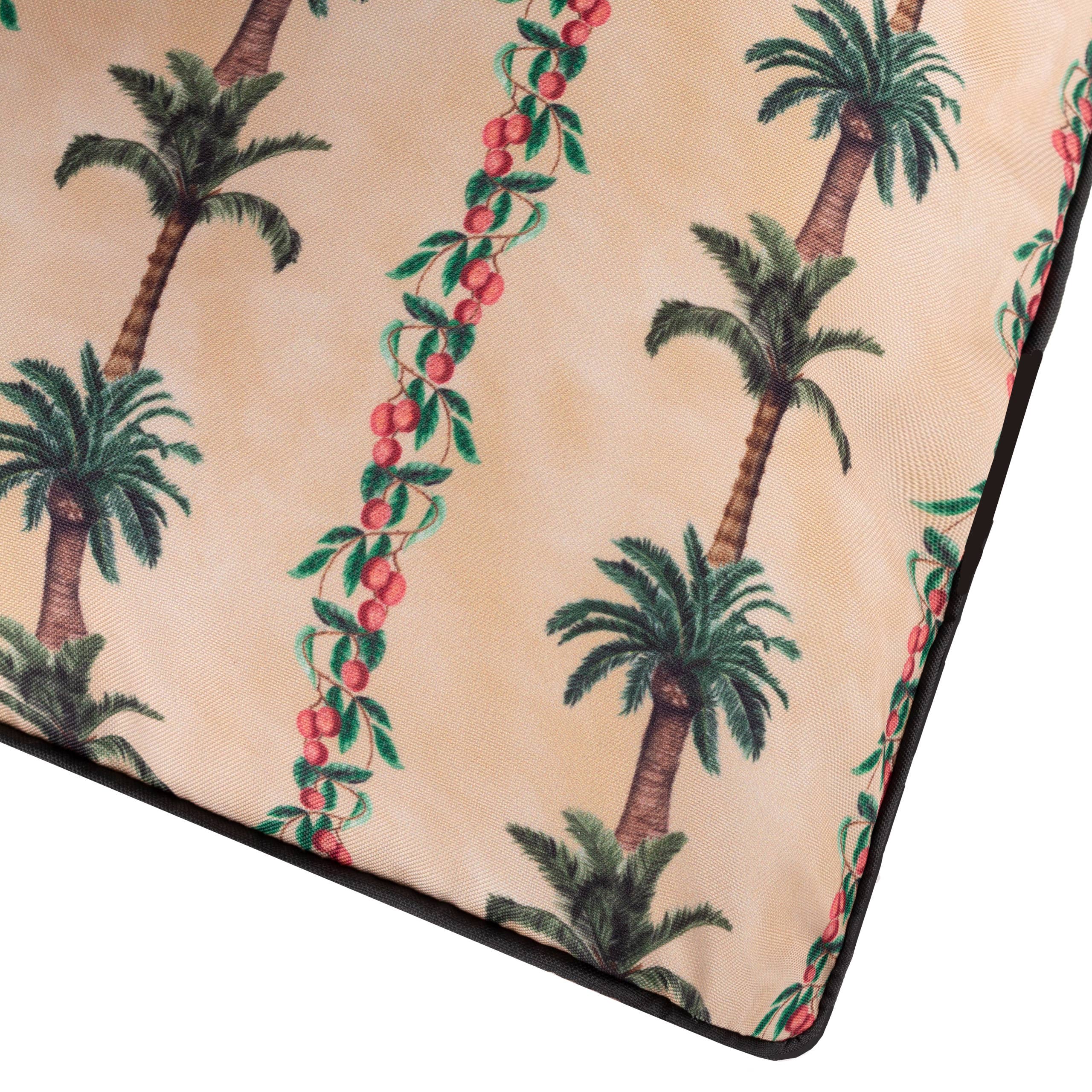 Coussin d'extérieur à rayures Palm Monkey Papyrus: Papyrus / Garni en polyester / 45 x 45 cm