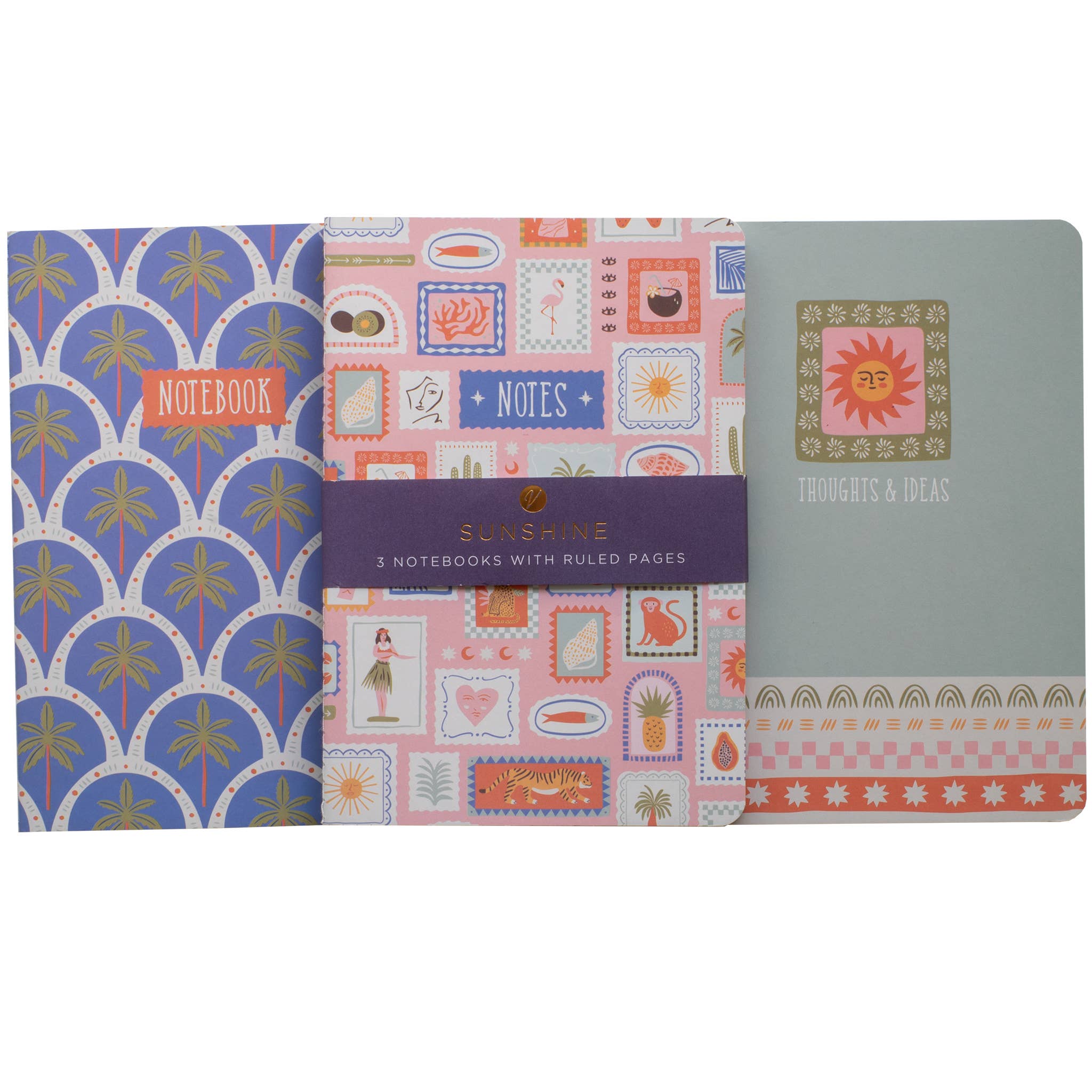 Pack de 3 carnets A5 lignés Sunshine