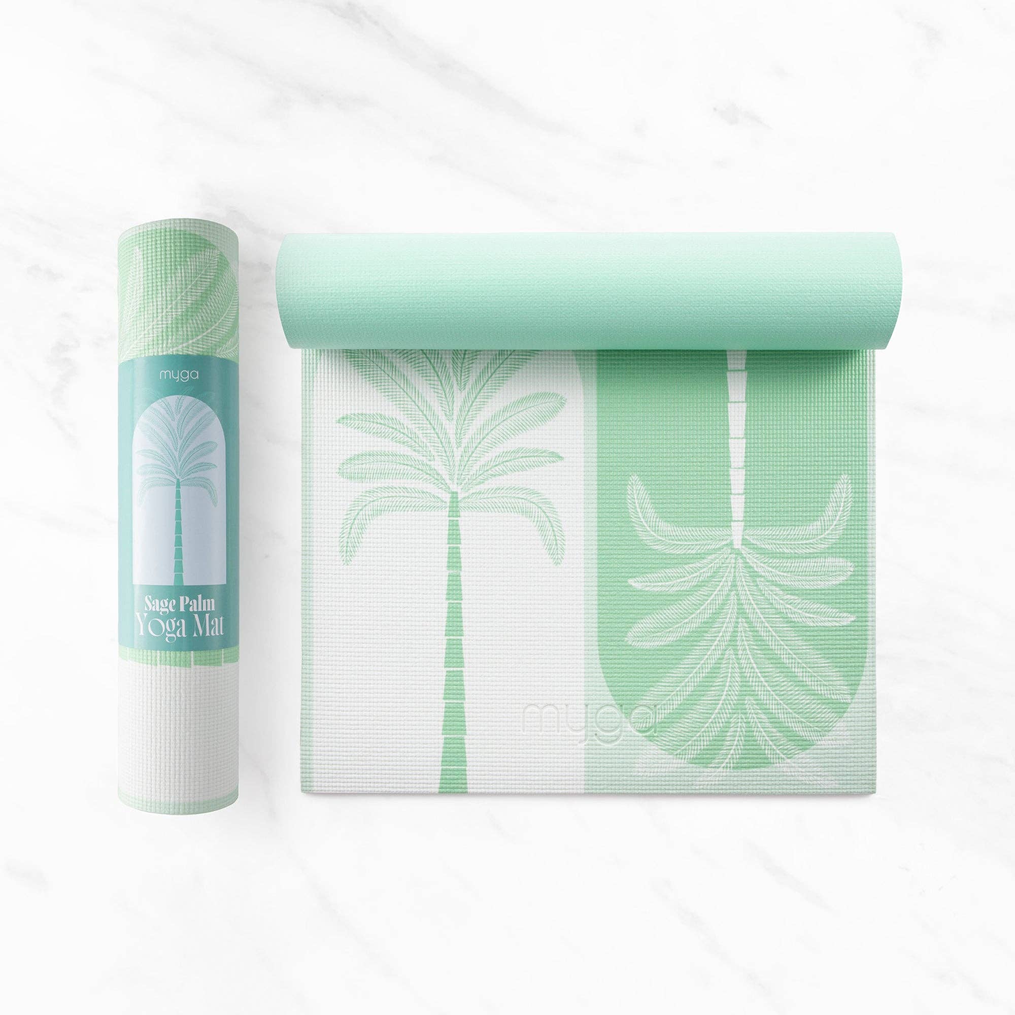 Tapis de yoga imprimés – disponibles en 8 designs magnifiques: Paume sauge