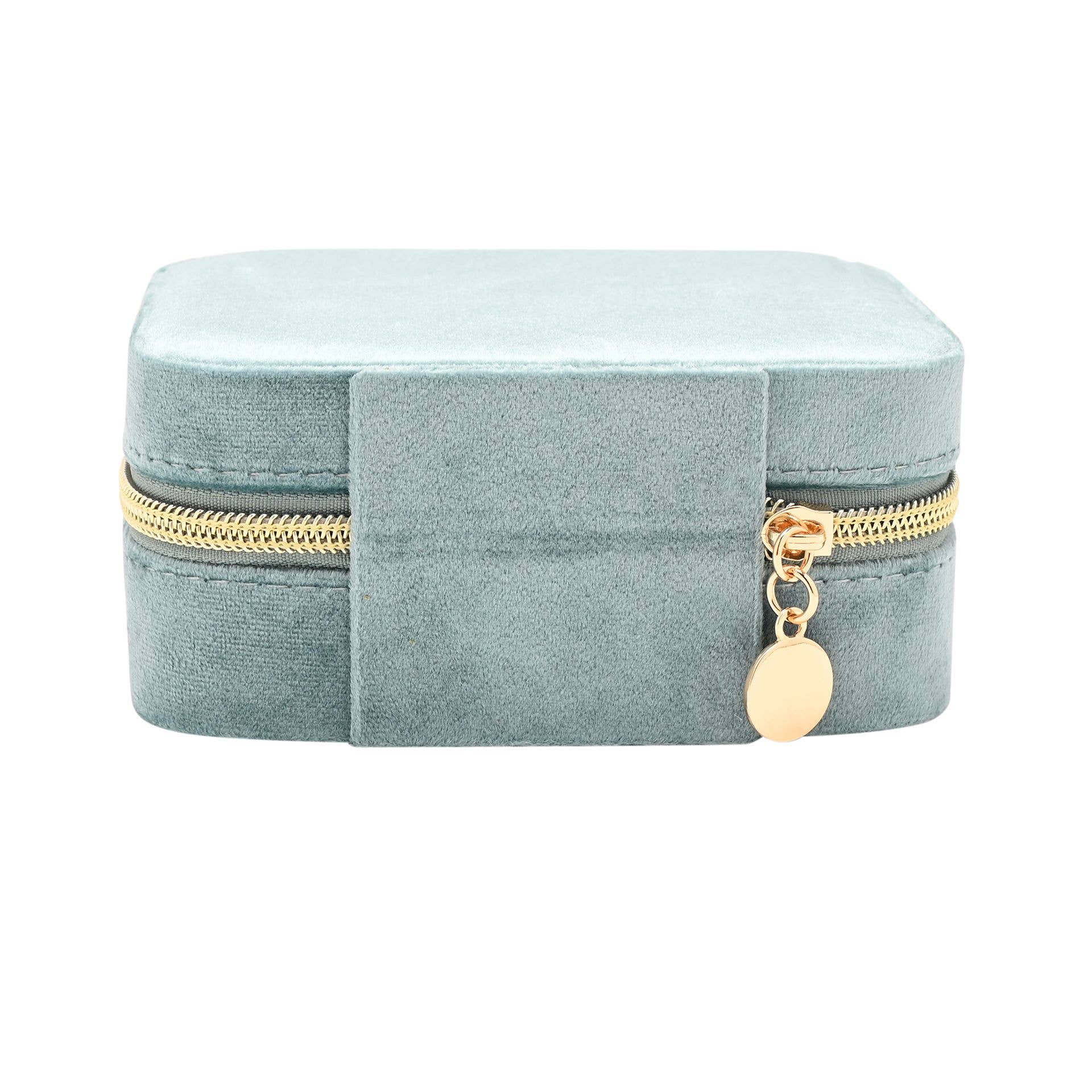 Boîte à bijoux en velours classique Sophia - Bleu canard