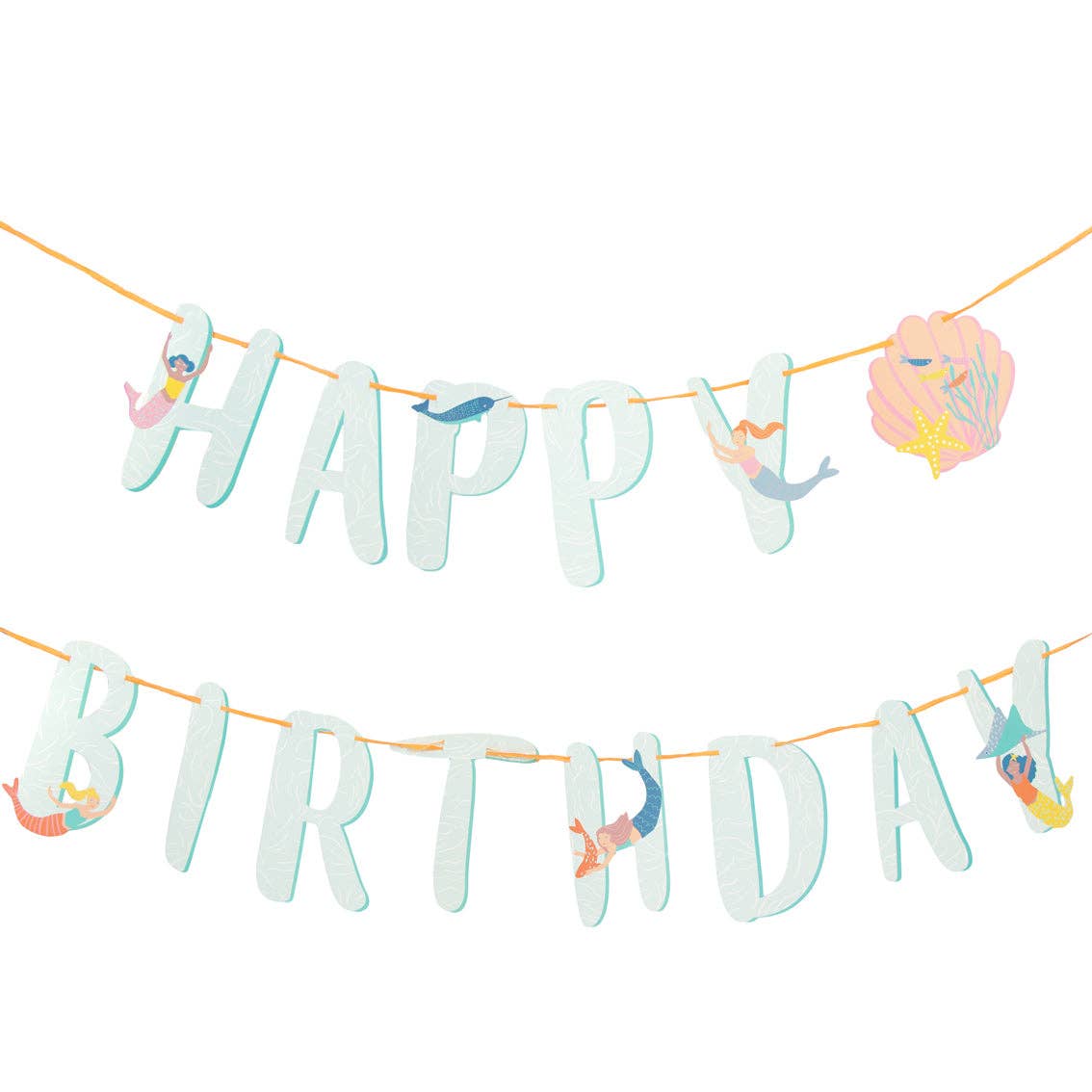 Guirlande de joyeux anniversaire en forme de sirène | 3 m |